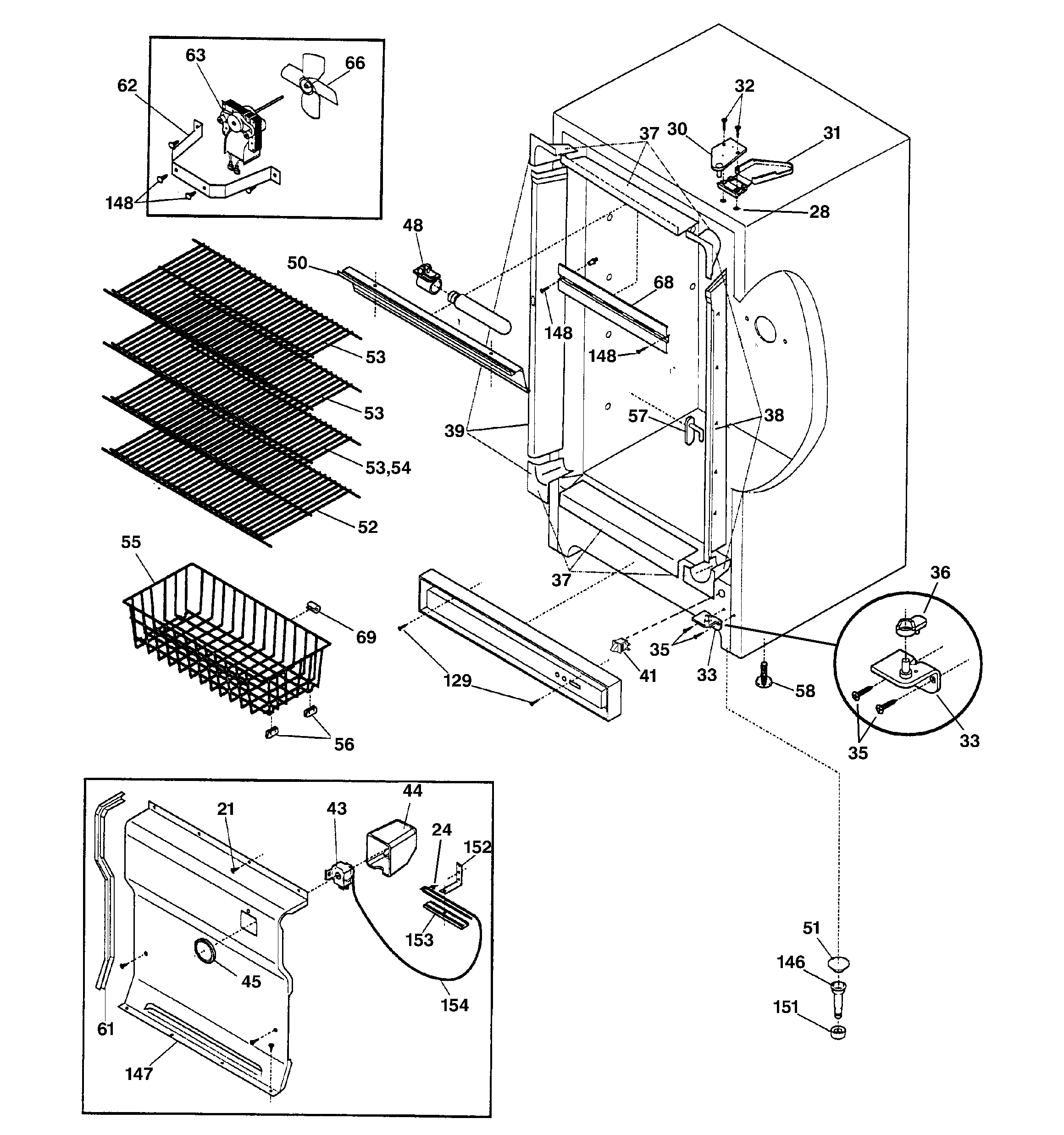 GE FUF20DMBRWH cabinet diagram