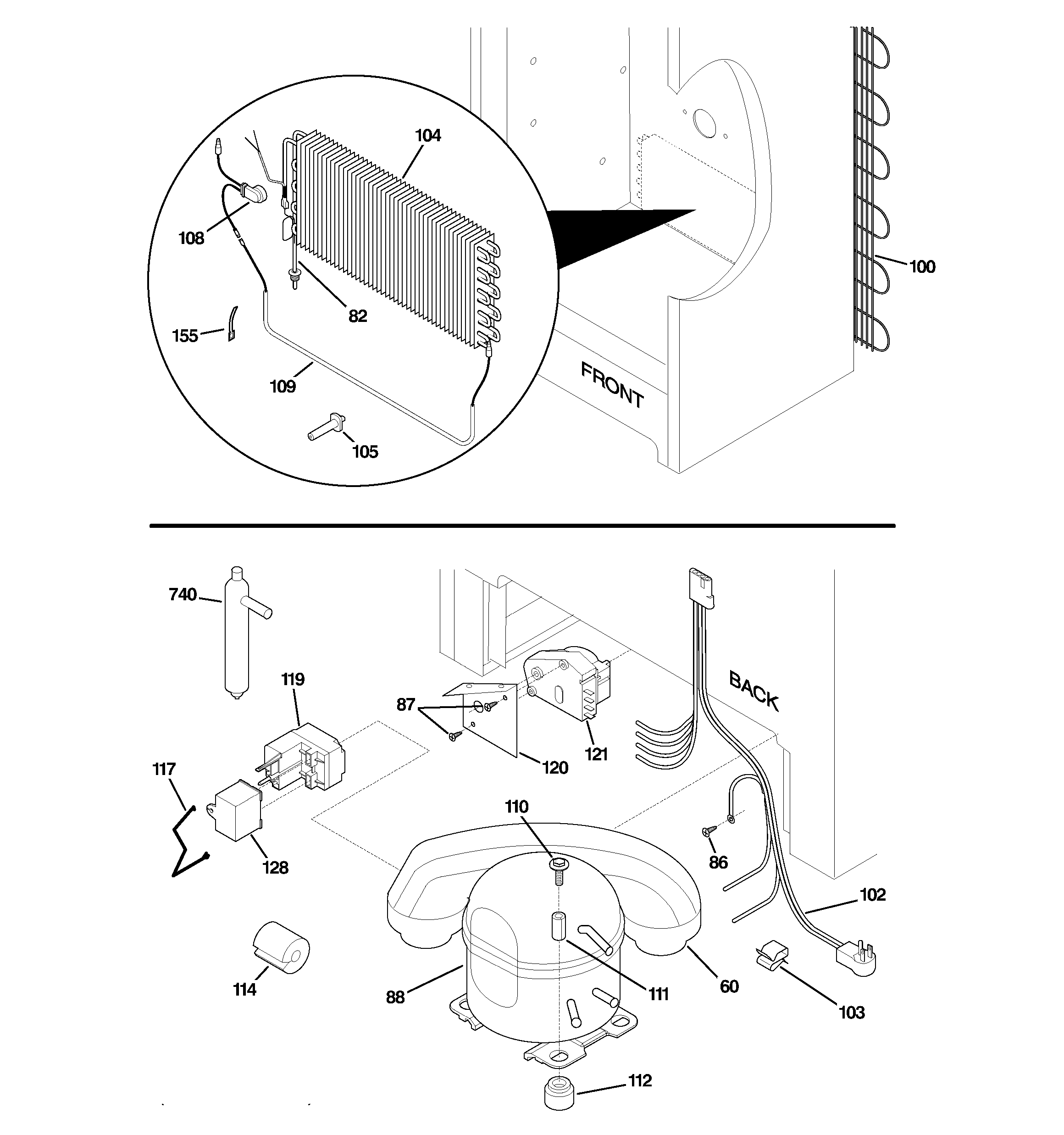 GE FUF20DMBRWH unit parts diagram