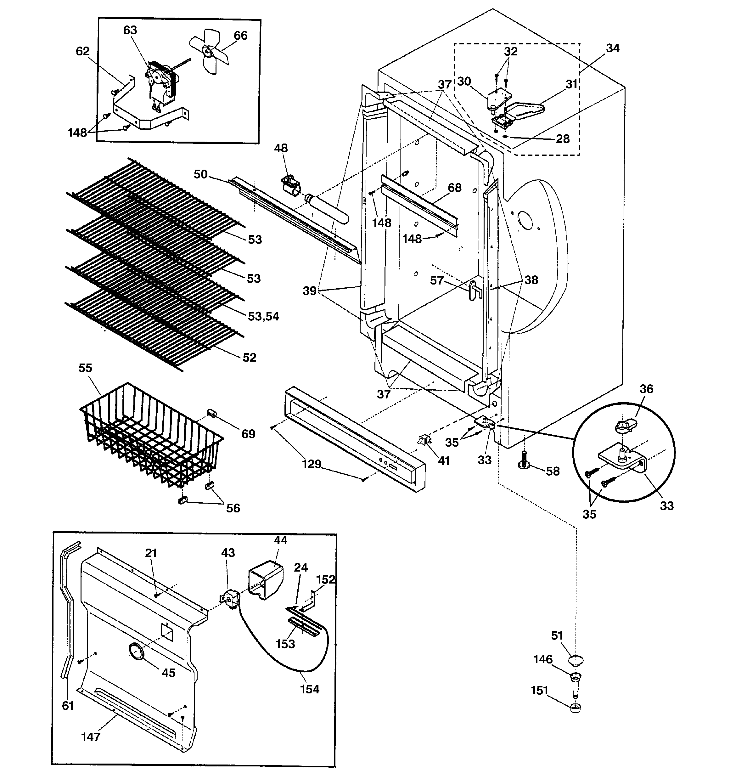 GE FUF20DMCRWH cabinet diagram