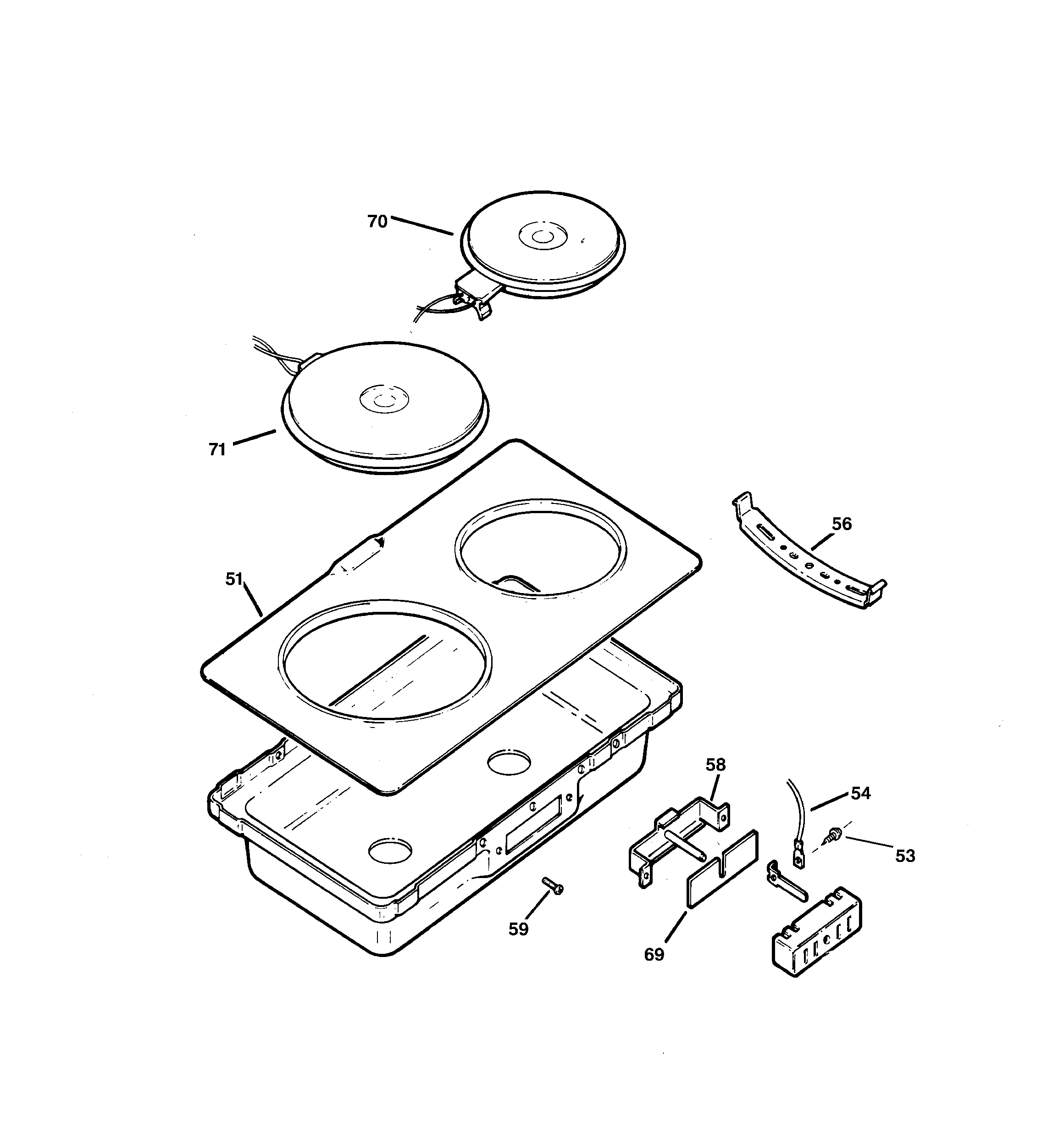 GE JXDS42001 cooktop diagram
