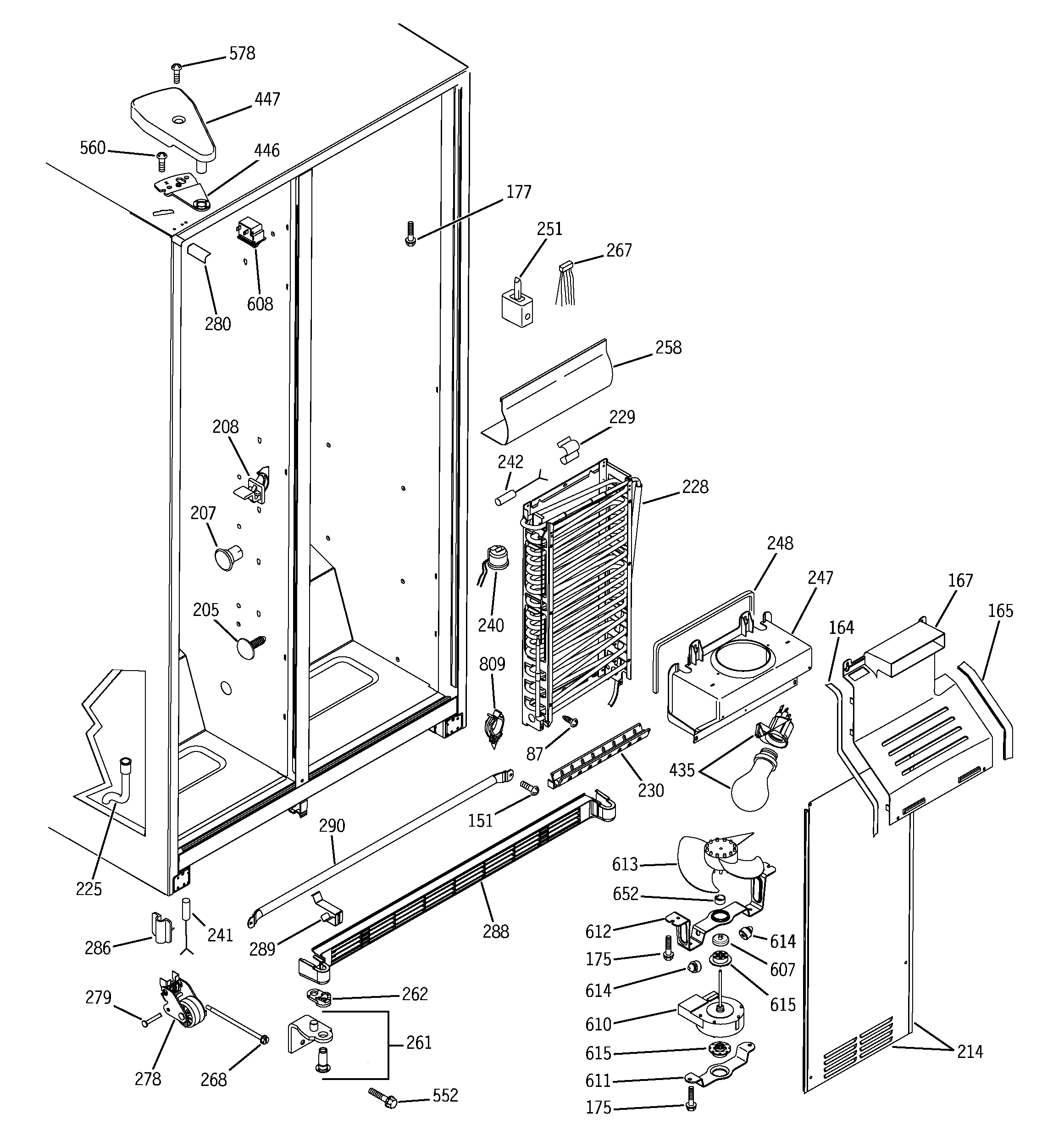 GE GSS25UFPACC freezer section diagram