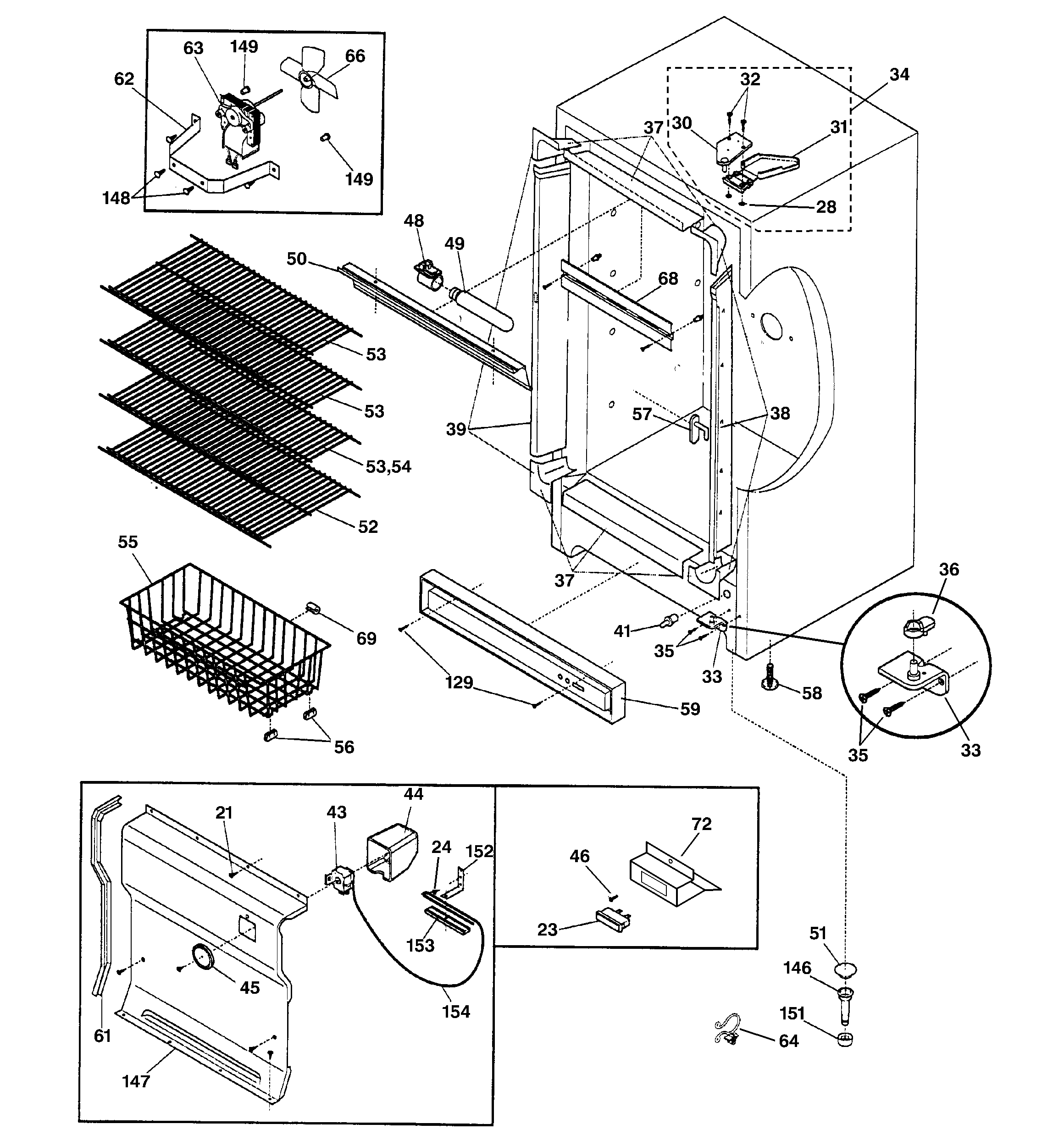 GE FUG20DCJRWH cabinet diagram
