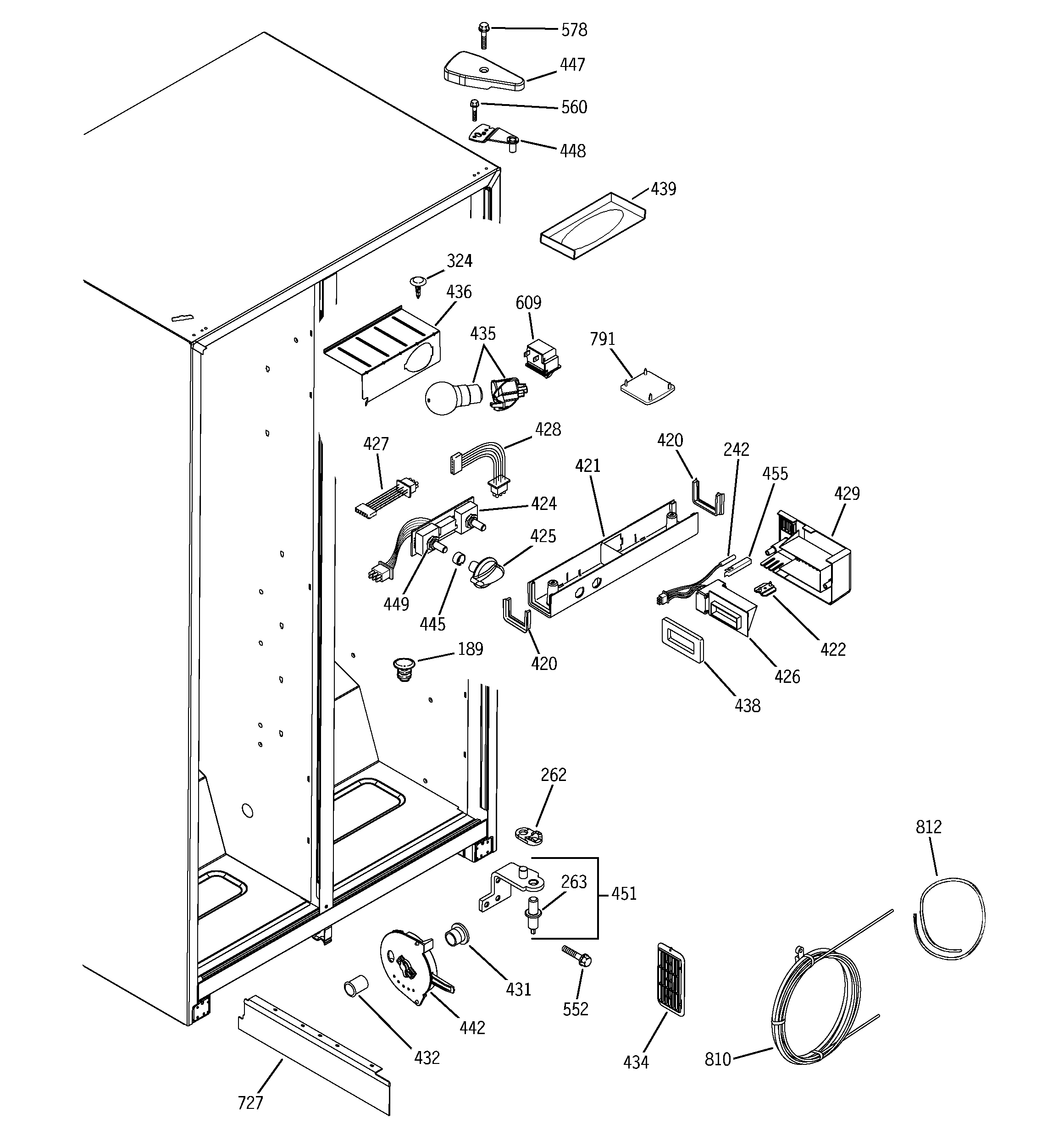 GE GSA22KEPAFBB fresh food section diagram