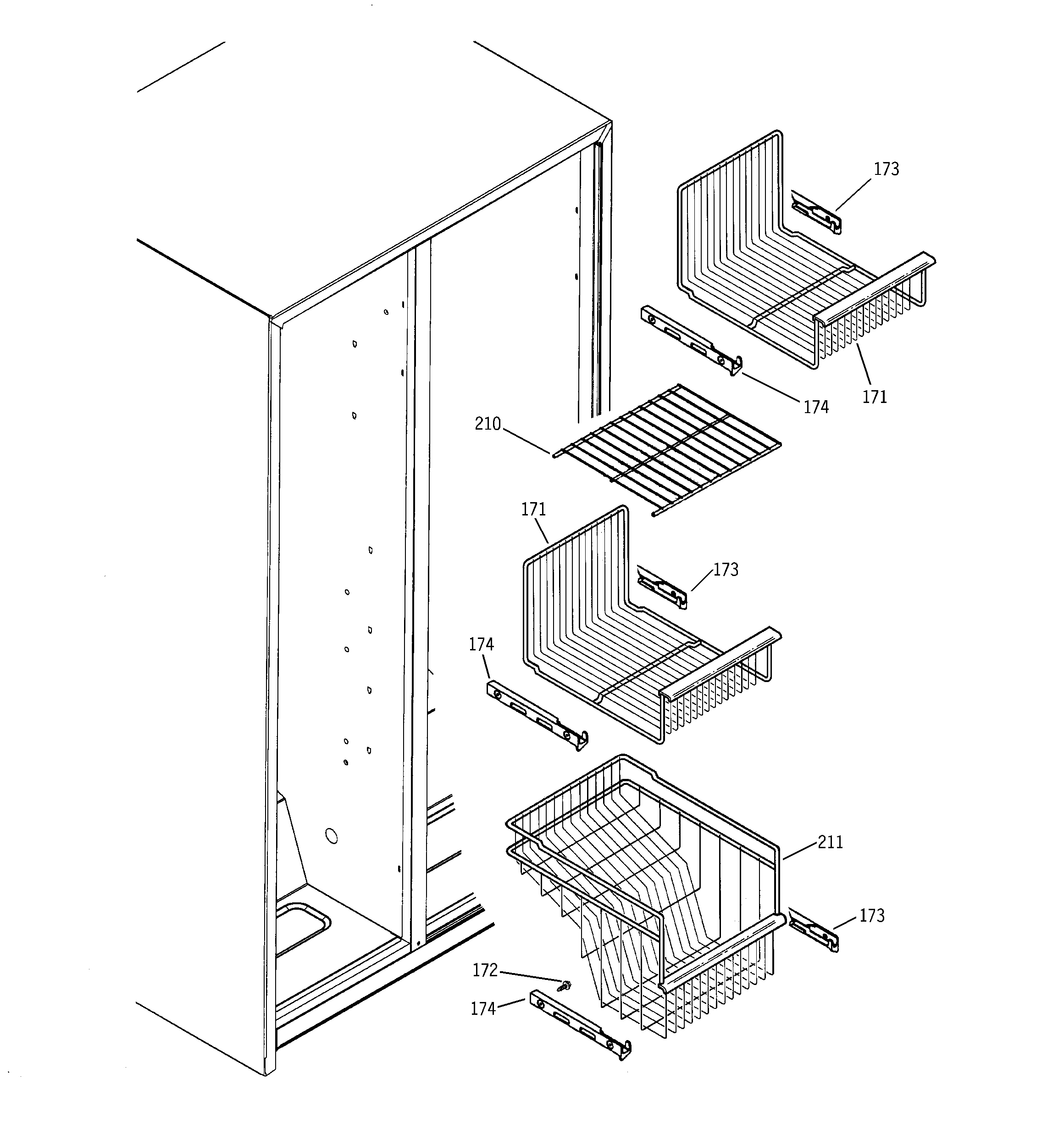 GE PSG22MIPAFBB freezer shelves diagram