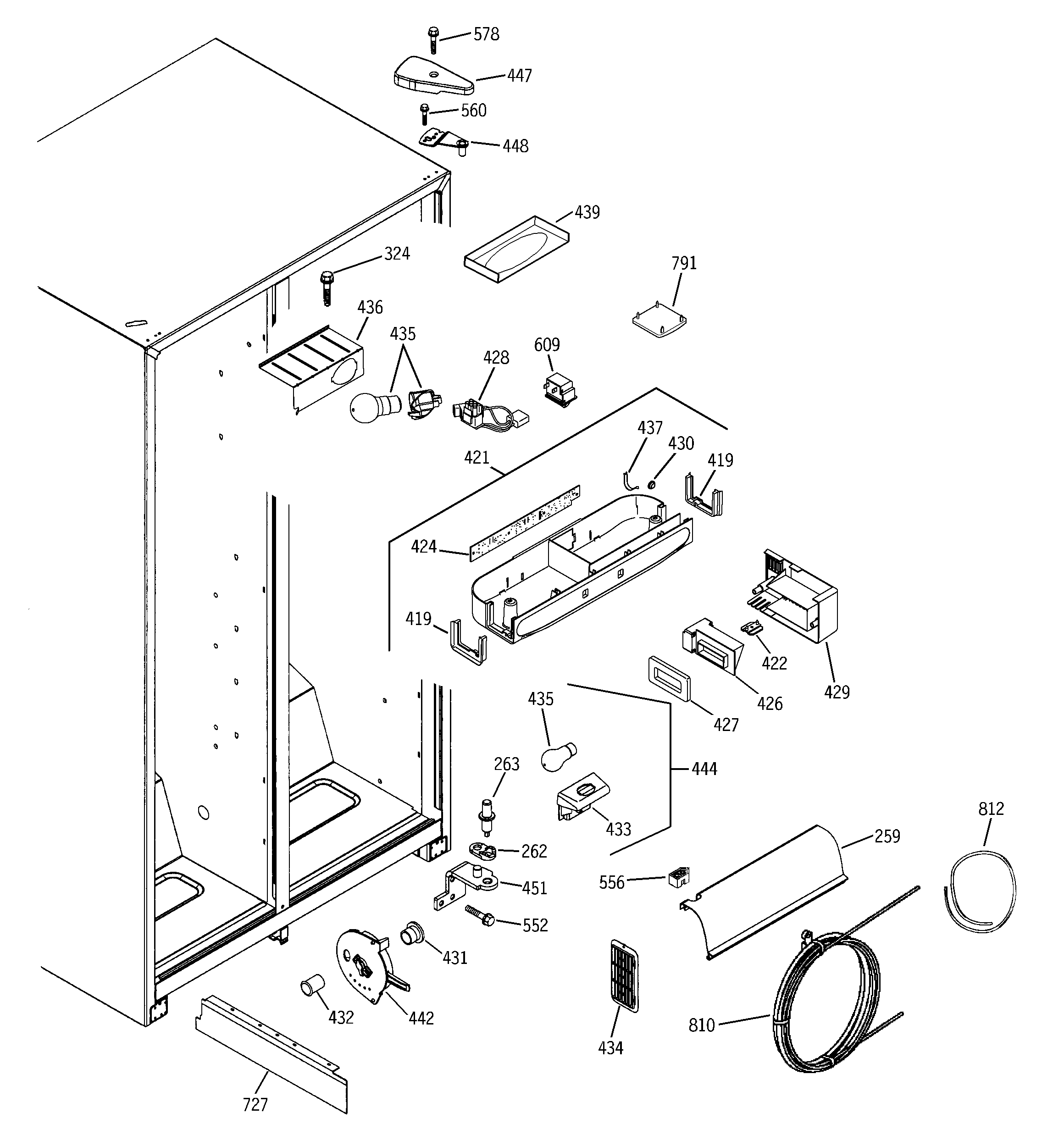 GE PSG22MIPAFBB fresh food section diagram