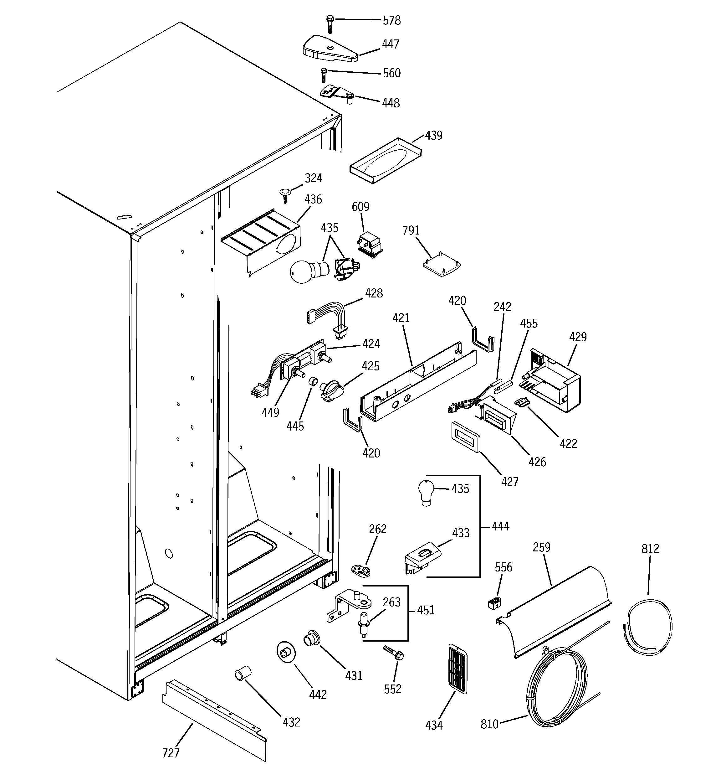 GE GSG25MIPAFWW fresh food section diagram