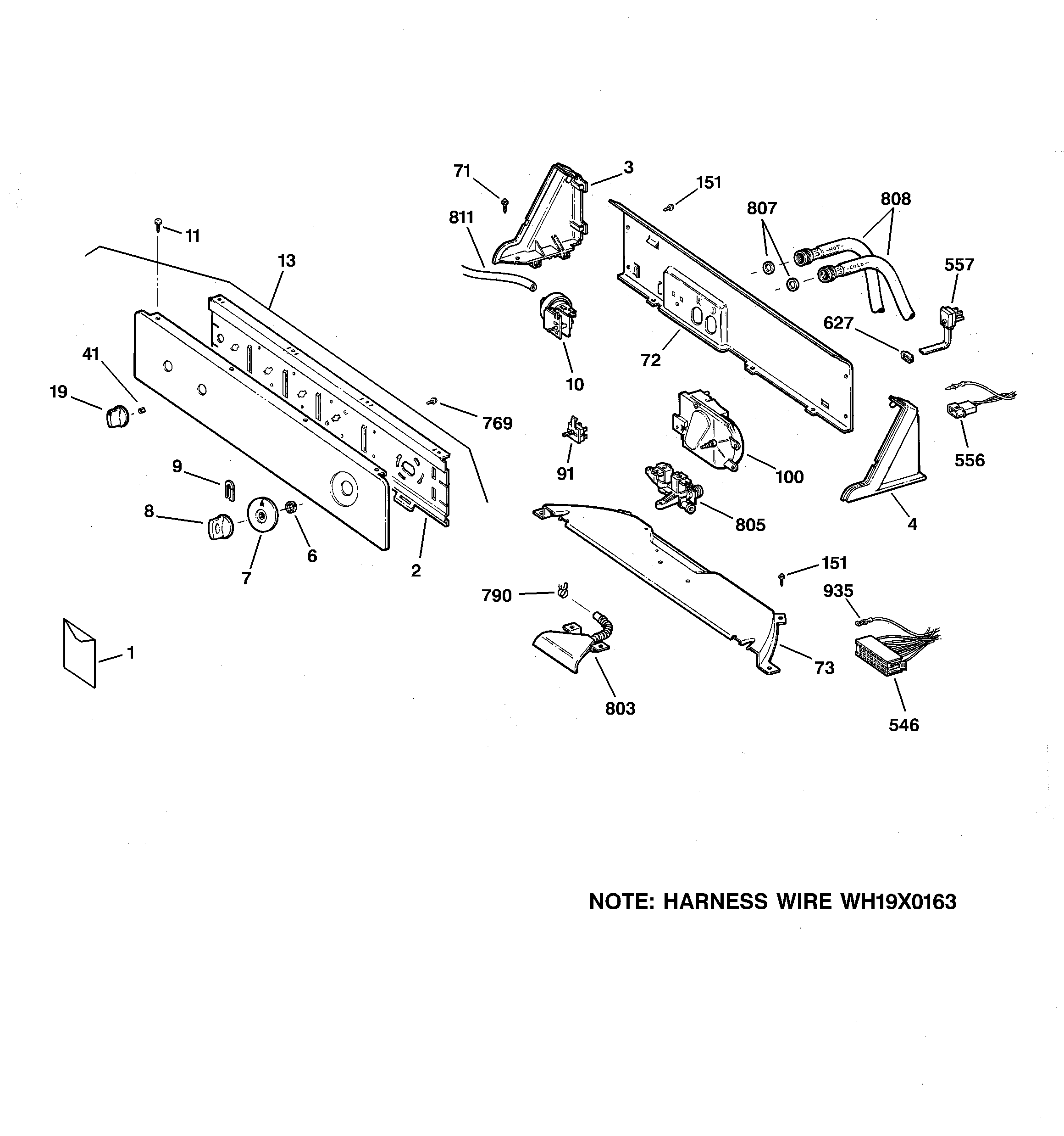 Hotpoint VBXR1090B3CC controls & backsplash diagram