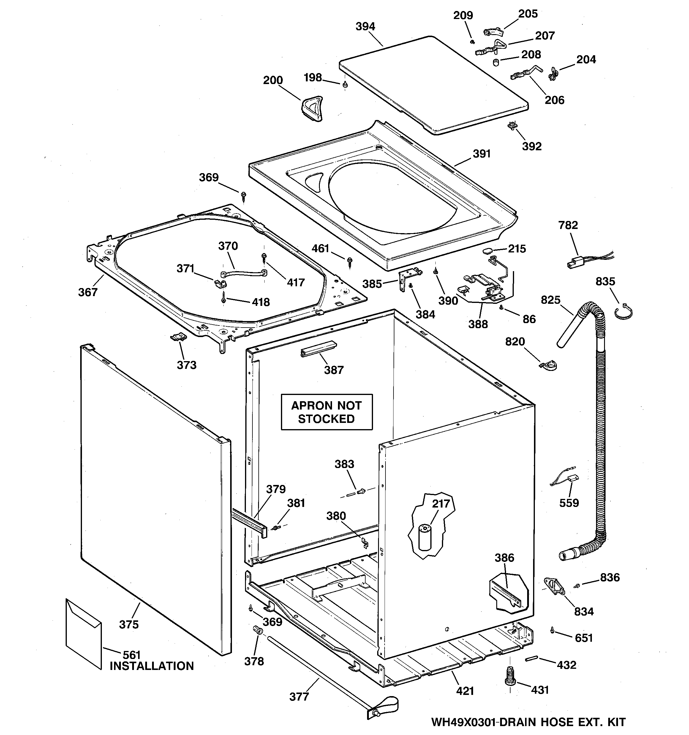 Hotpoint VBXR1090B3CC cabinet, cover & front panel diagram
