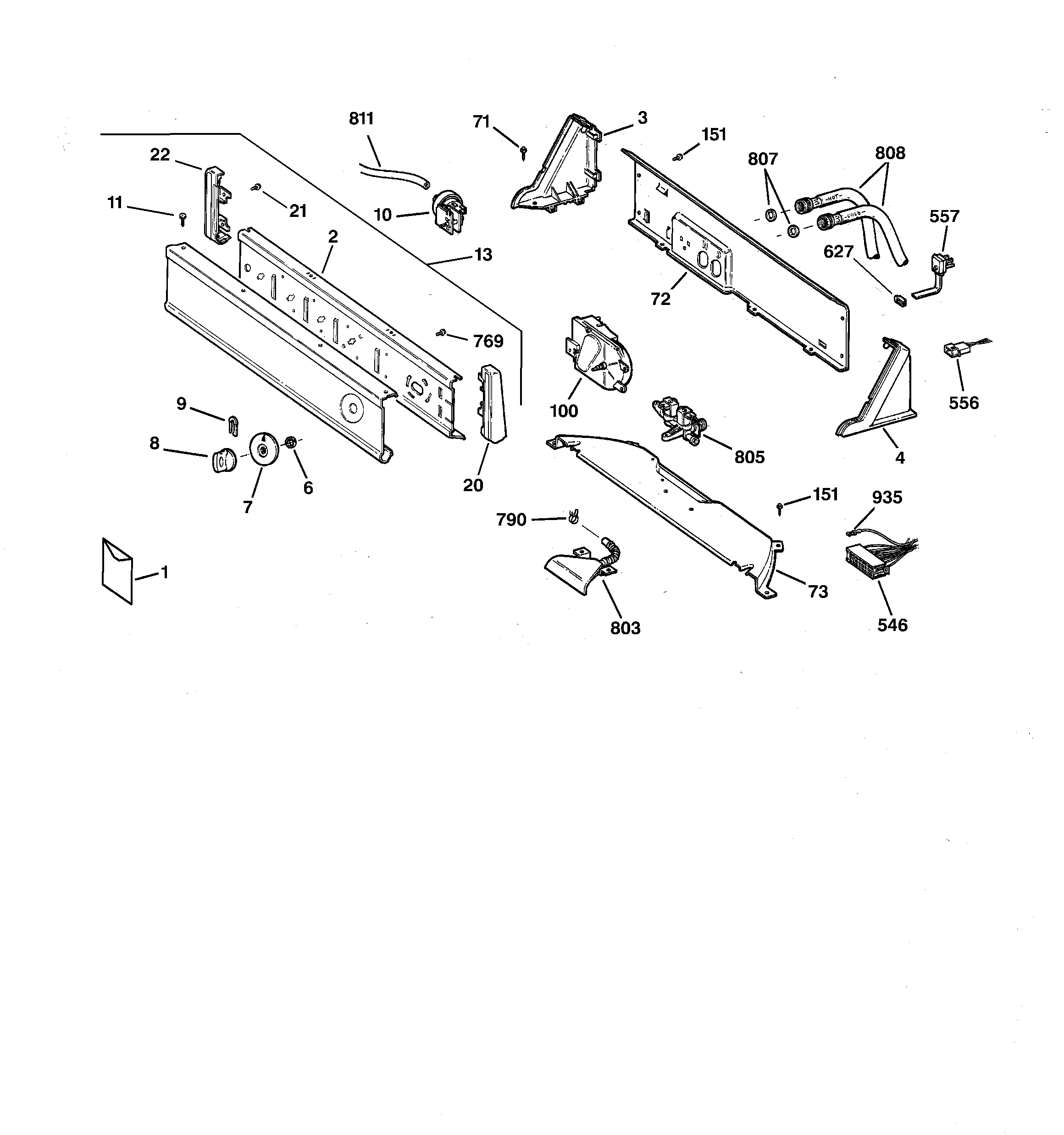 Hotpoint VLXR1020A4WO controls & backsplash diagram