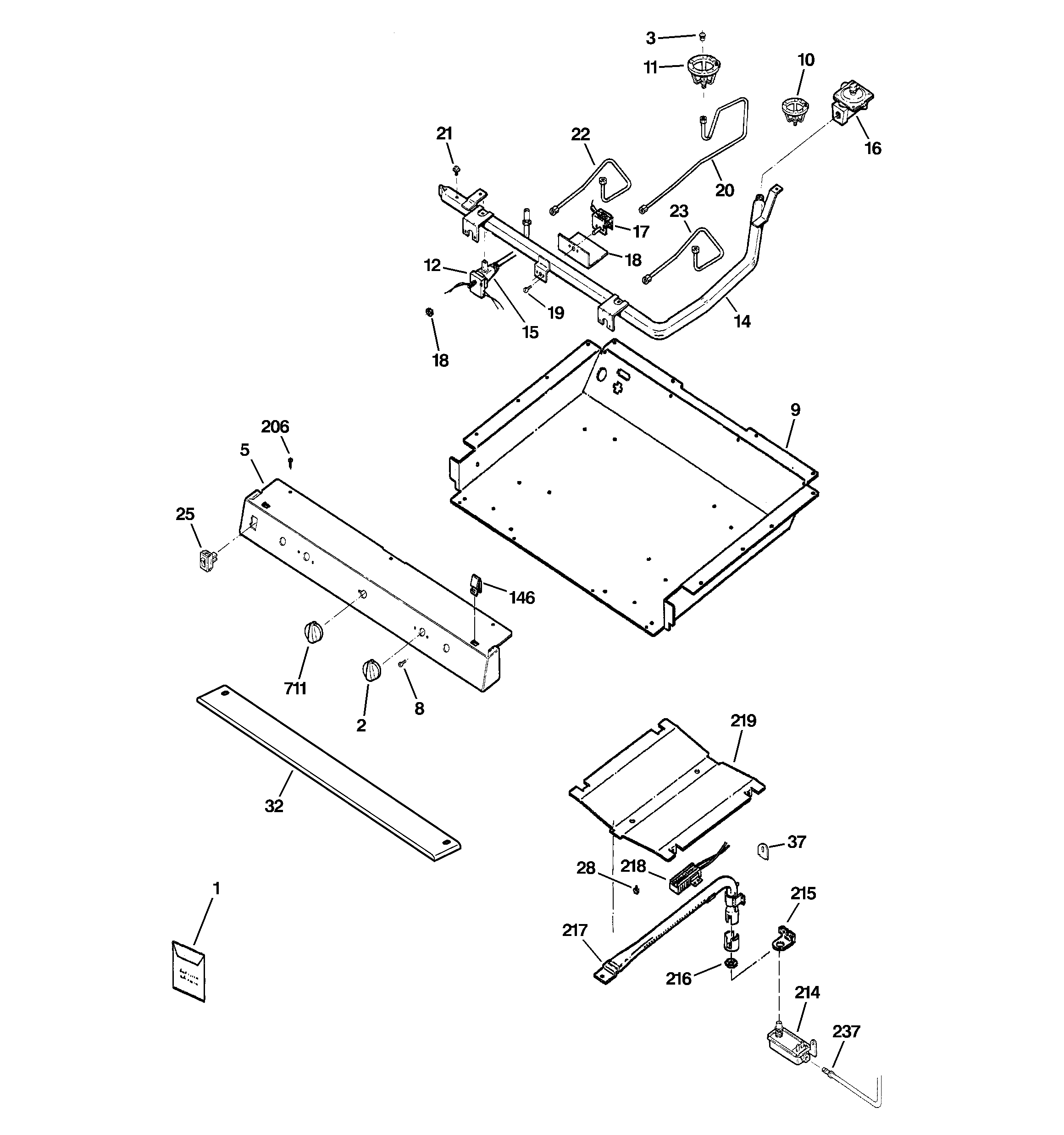 Kenmore 36273422200 gas & burner parts diagram