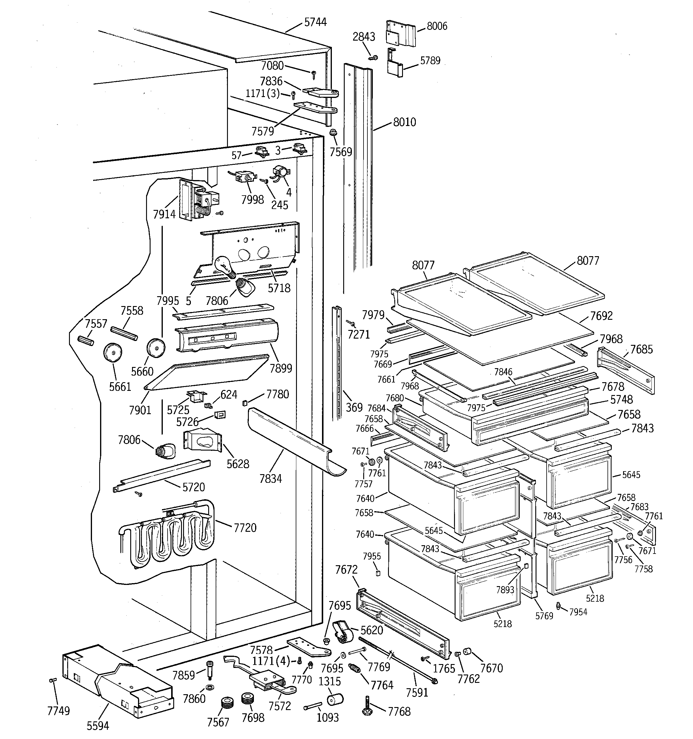 GE ZISW48DSE fresh food section diagram