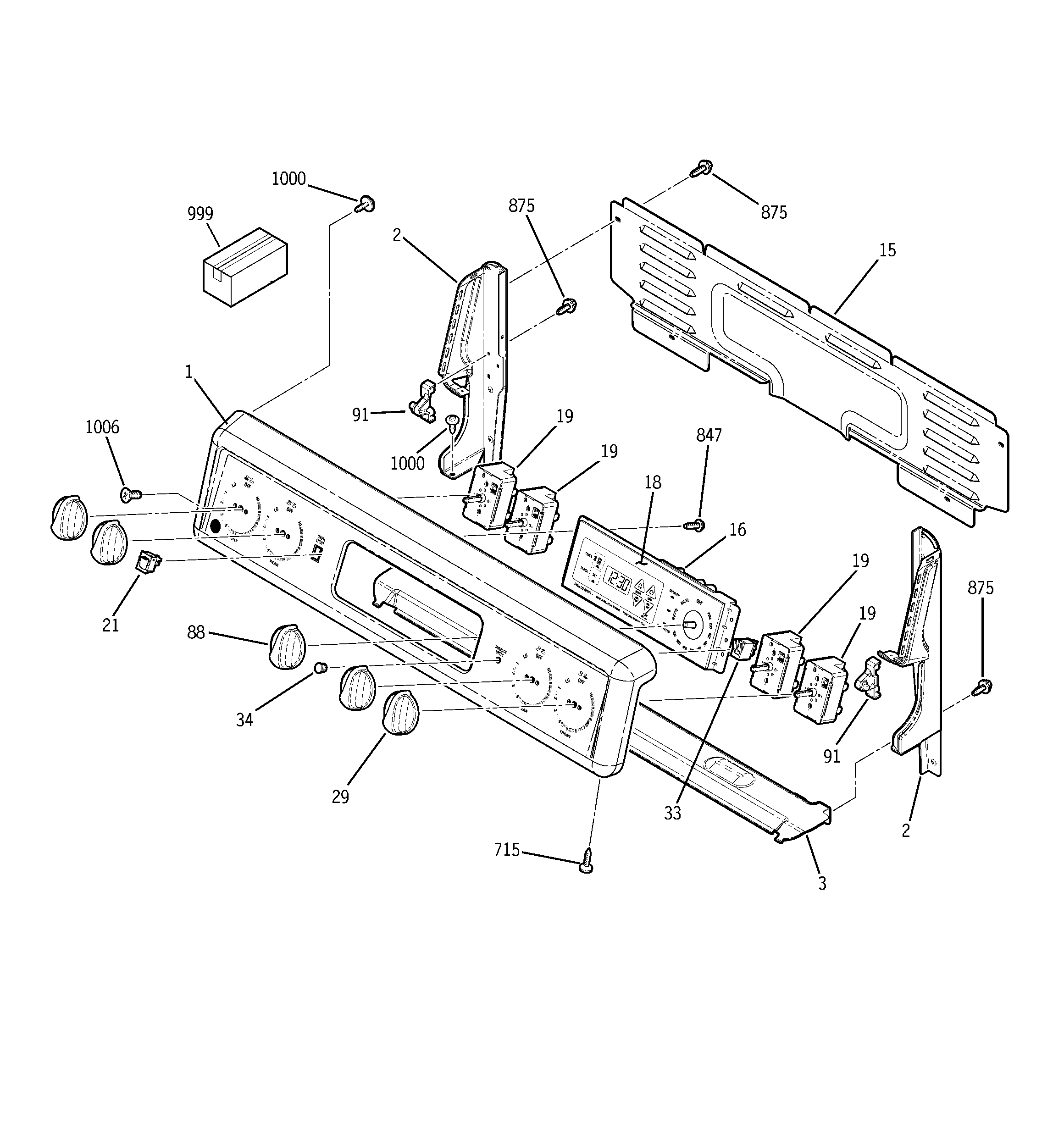 GE JBP10WD2WW control panel diagram