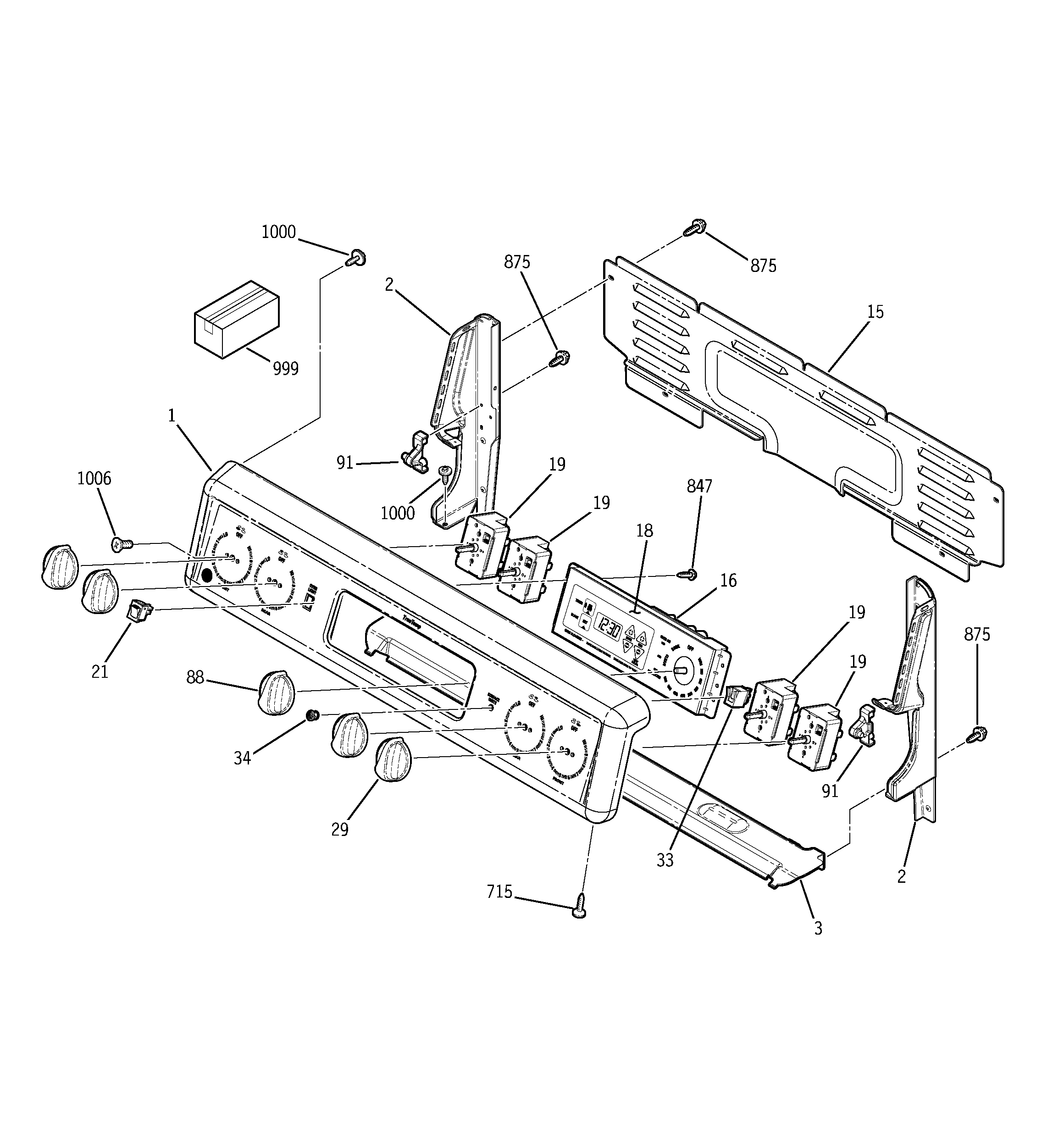 GE JBP24DB2CT control panel diagram