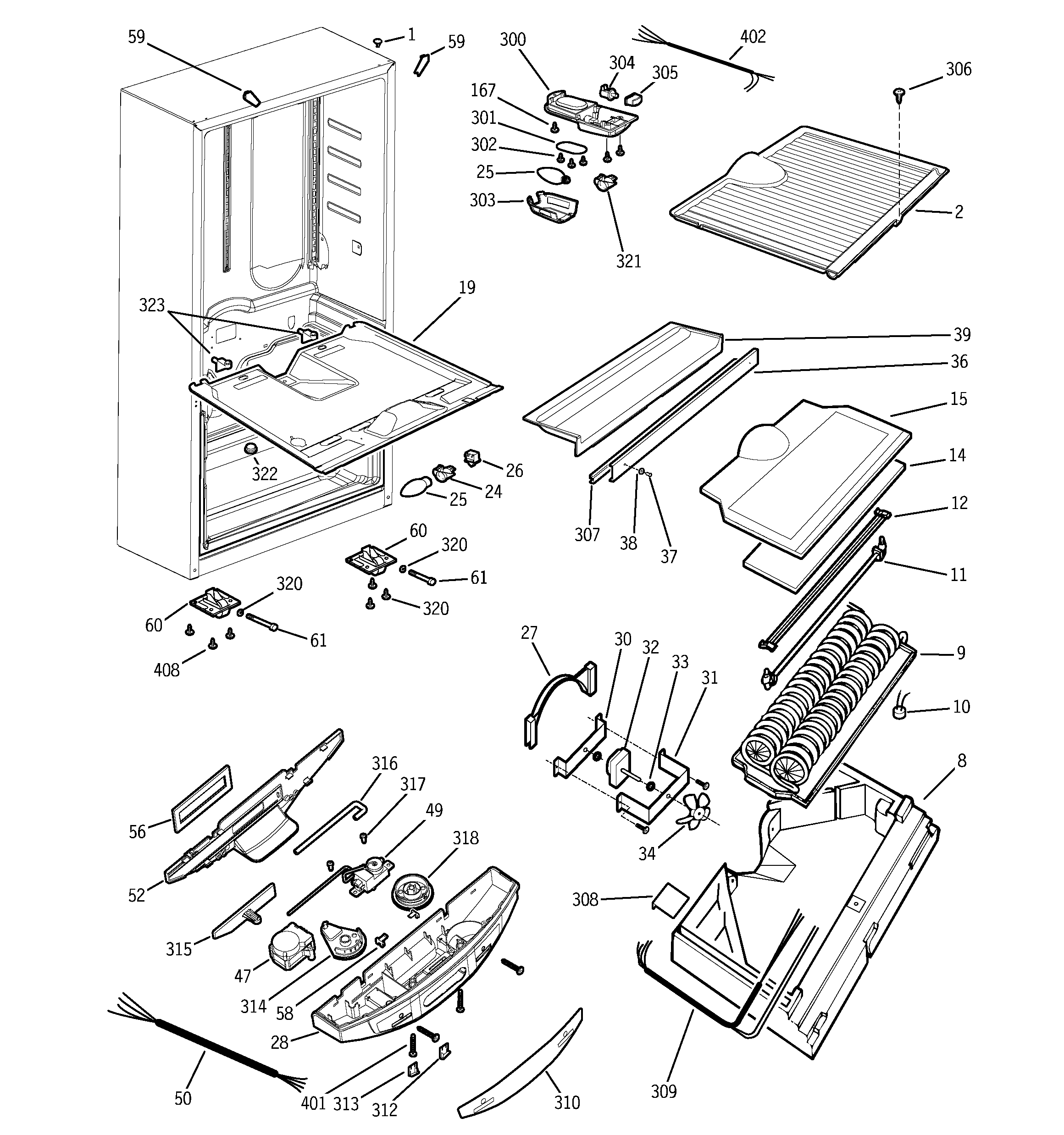 GE GBS18KBMCWW cabinet diagram