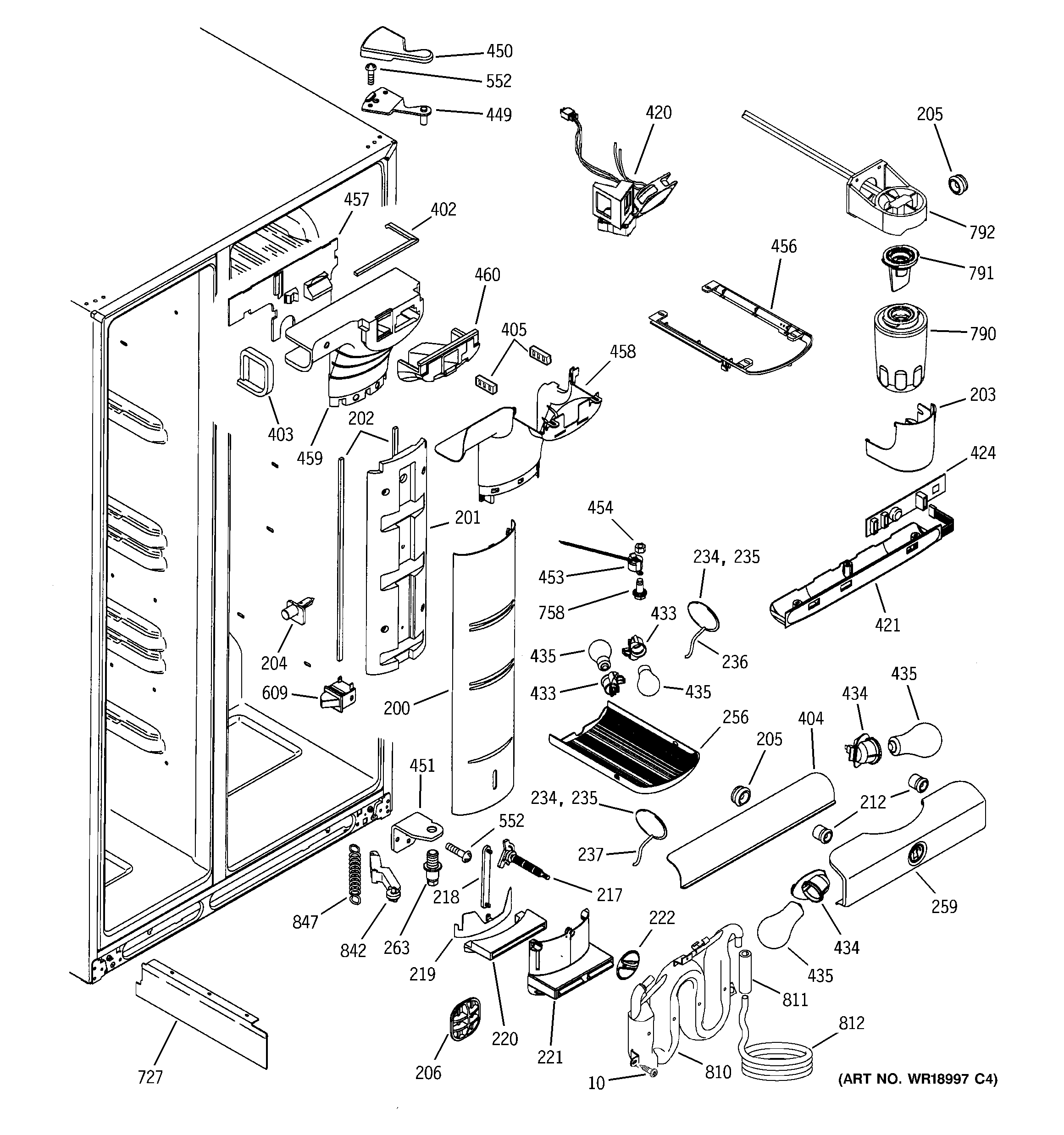 GE ZFSB23DNASS fresh food section diagram