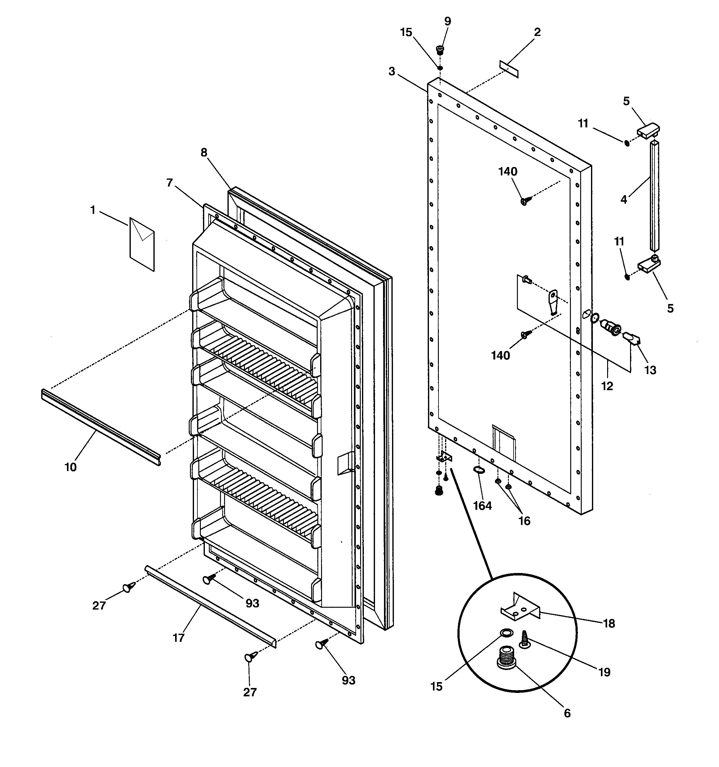GE FUF14DMCRWH door diagram