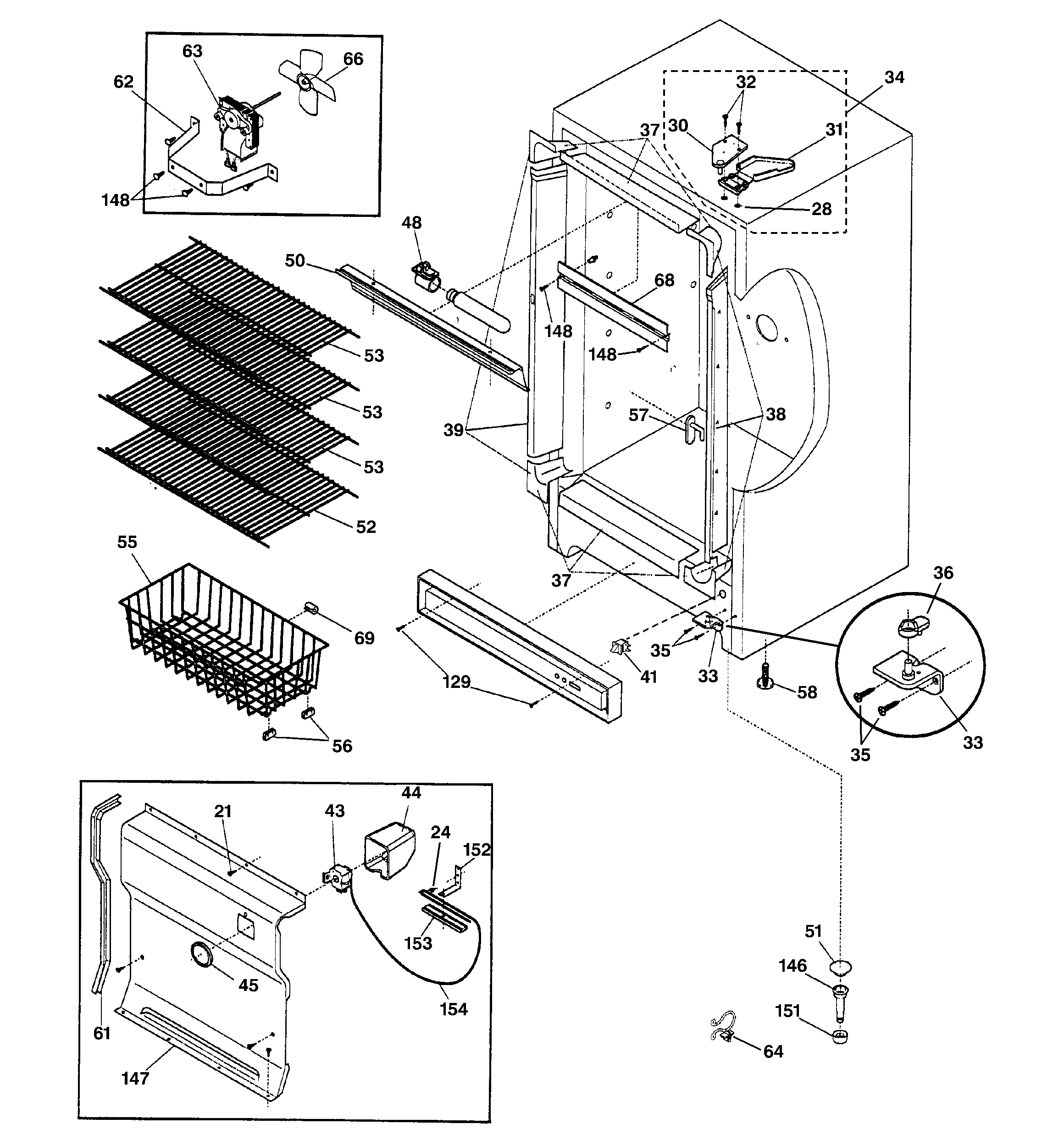 GE FUF14DMCRWH cabinet diagram