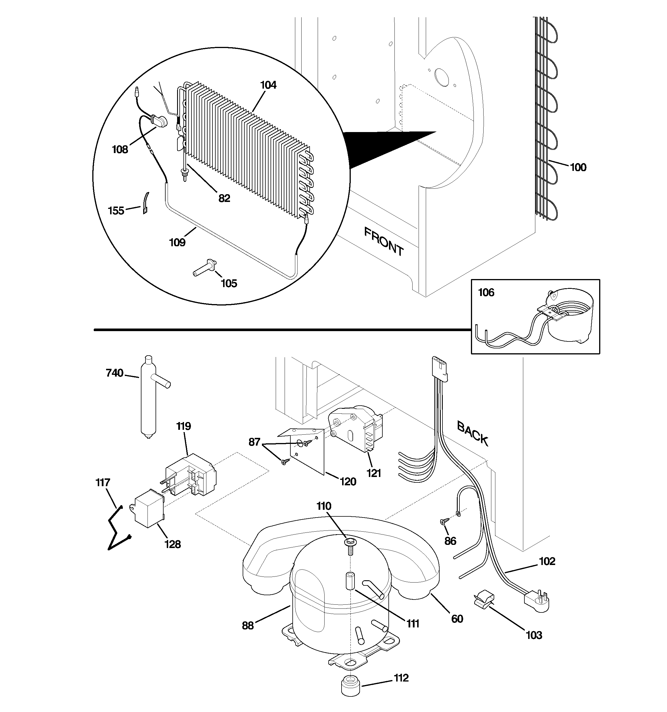 GE FUF14DMCRWH unit parts diagram