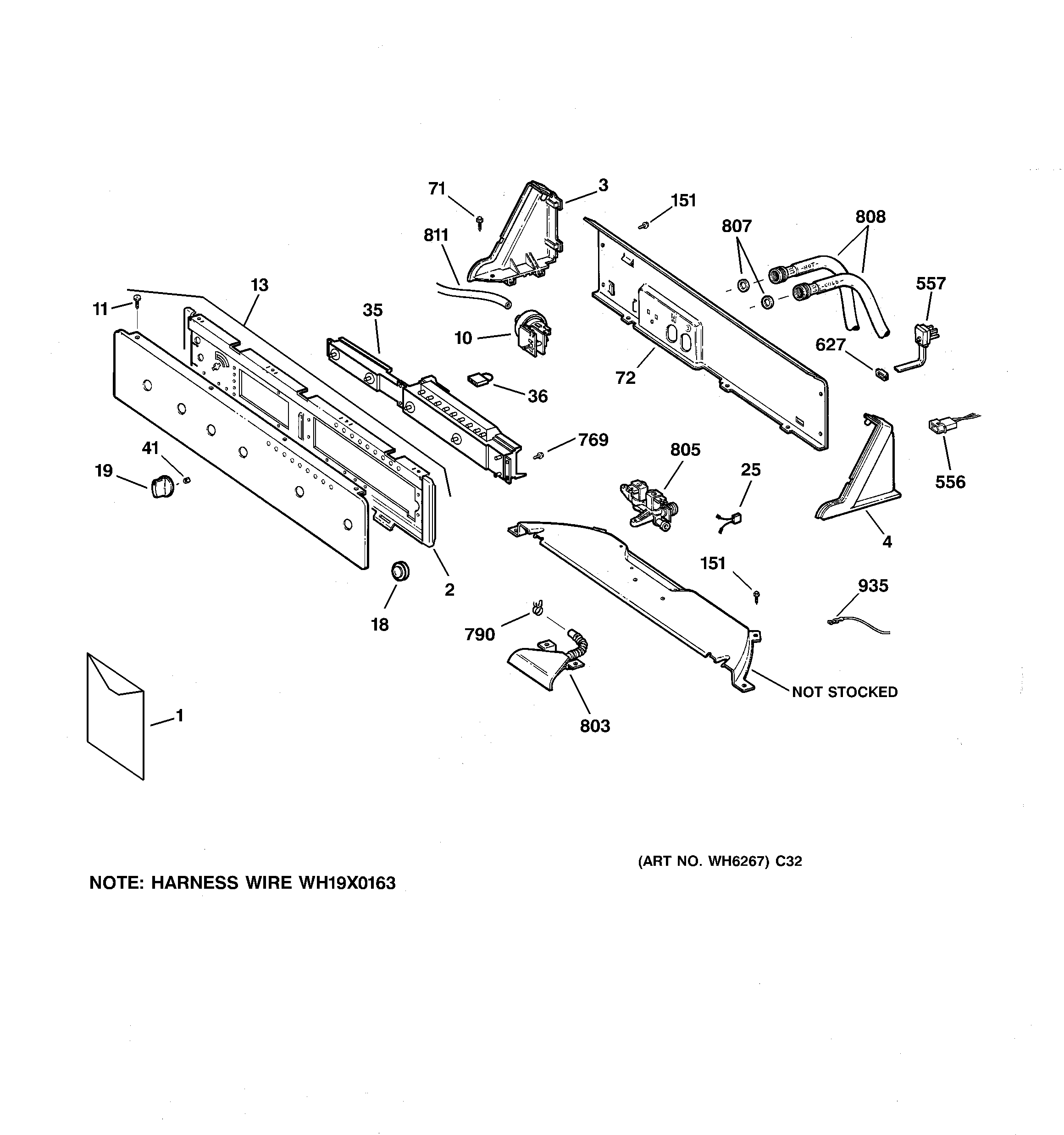GE WSSE5210B3WW controls & backsplash diagram
