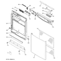 GE PDW7300G00BB escutcheon & door assembly diagram