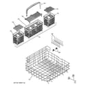 GE PDW7300G00BB lower rack assembly diagram
