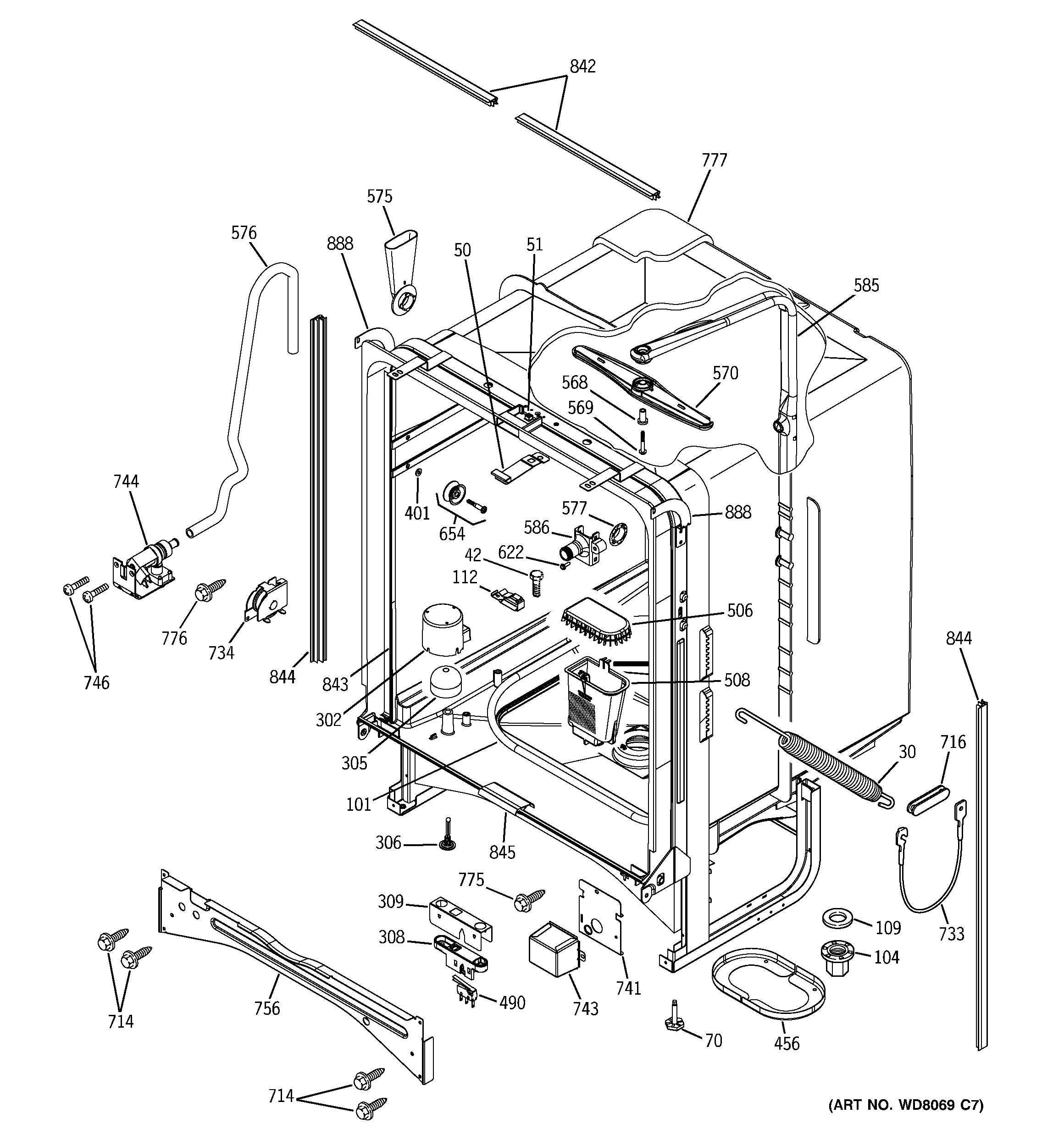 GE PDW7700G00BB body parts diagram