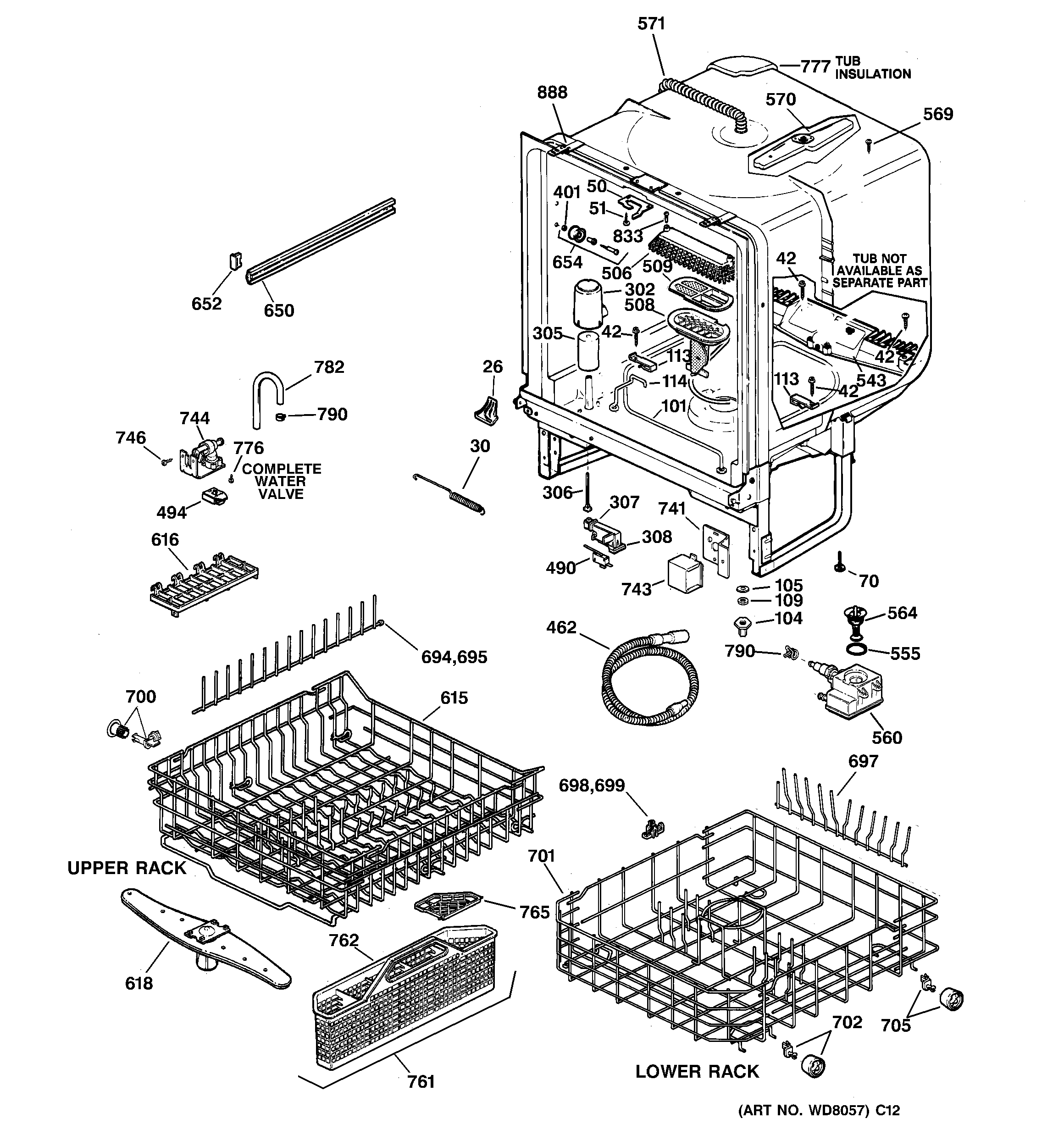 GE EDW2050F01CC body parts diagram