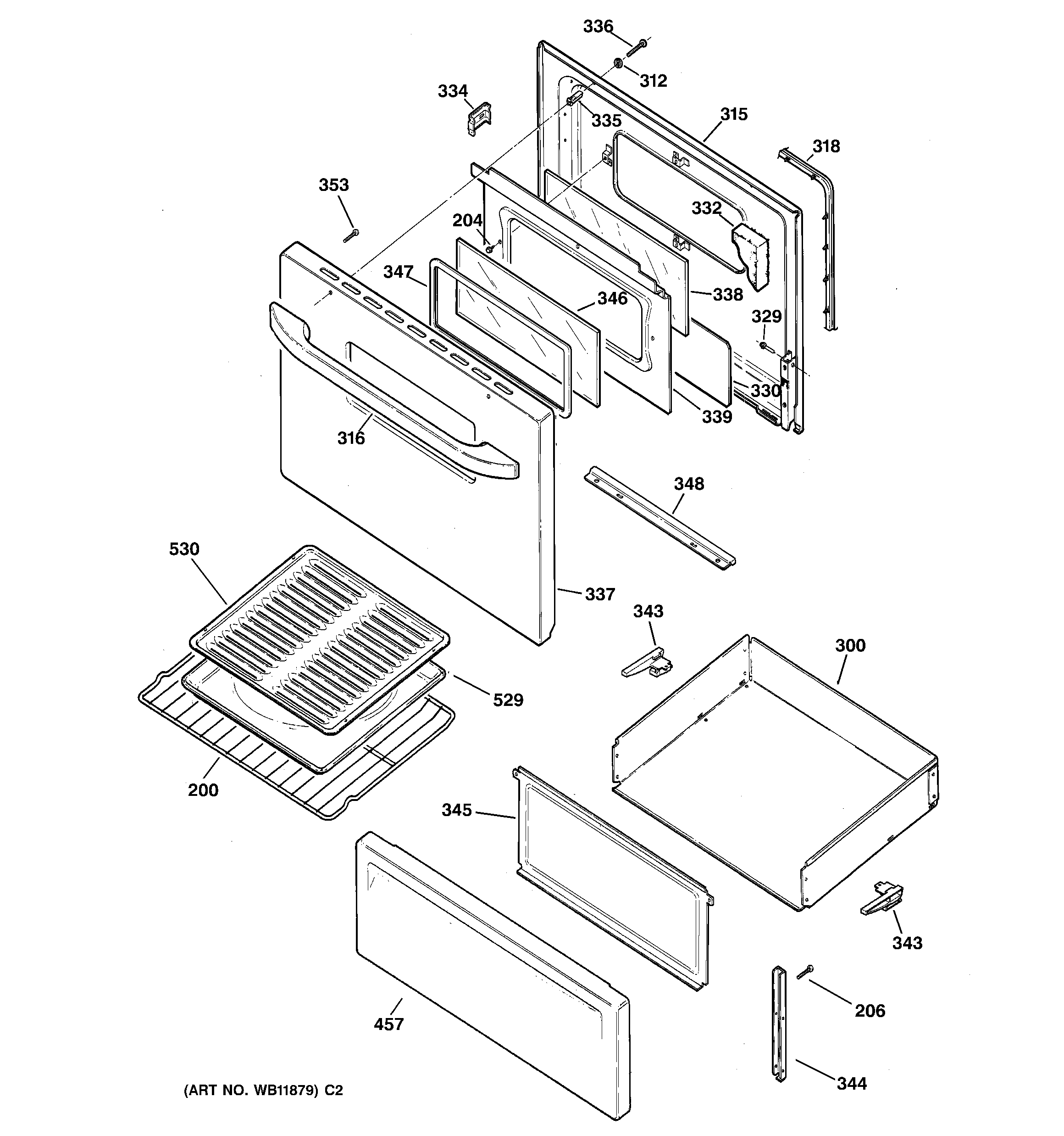 Kenmore 36291112003 door & drawer parts diagram