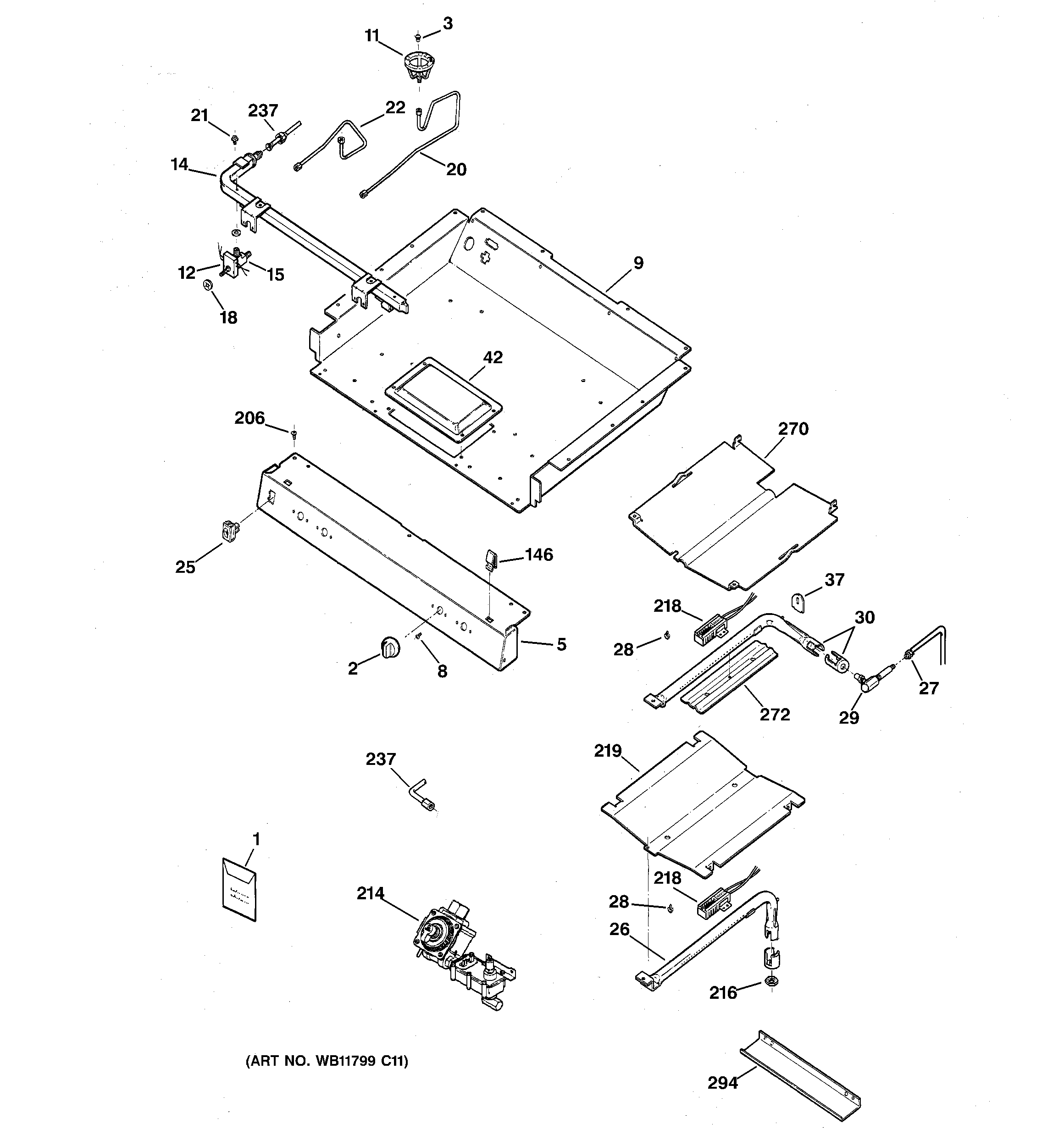 Kenmore 36275320102 gas & burner parts diagram