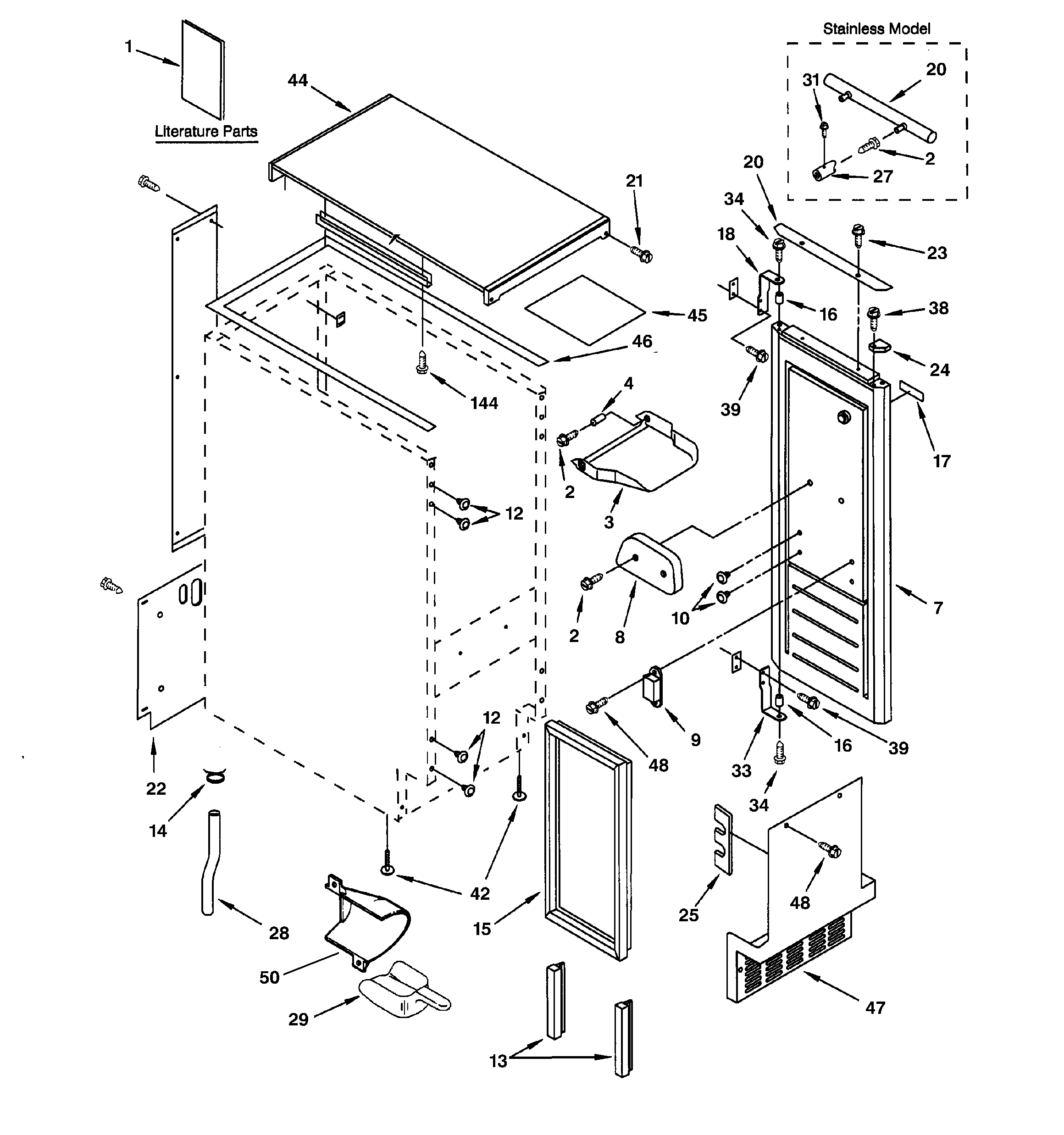 GE ZDIS15CGSS cabinet, liner & door parts diagram