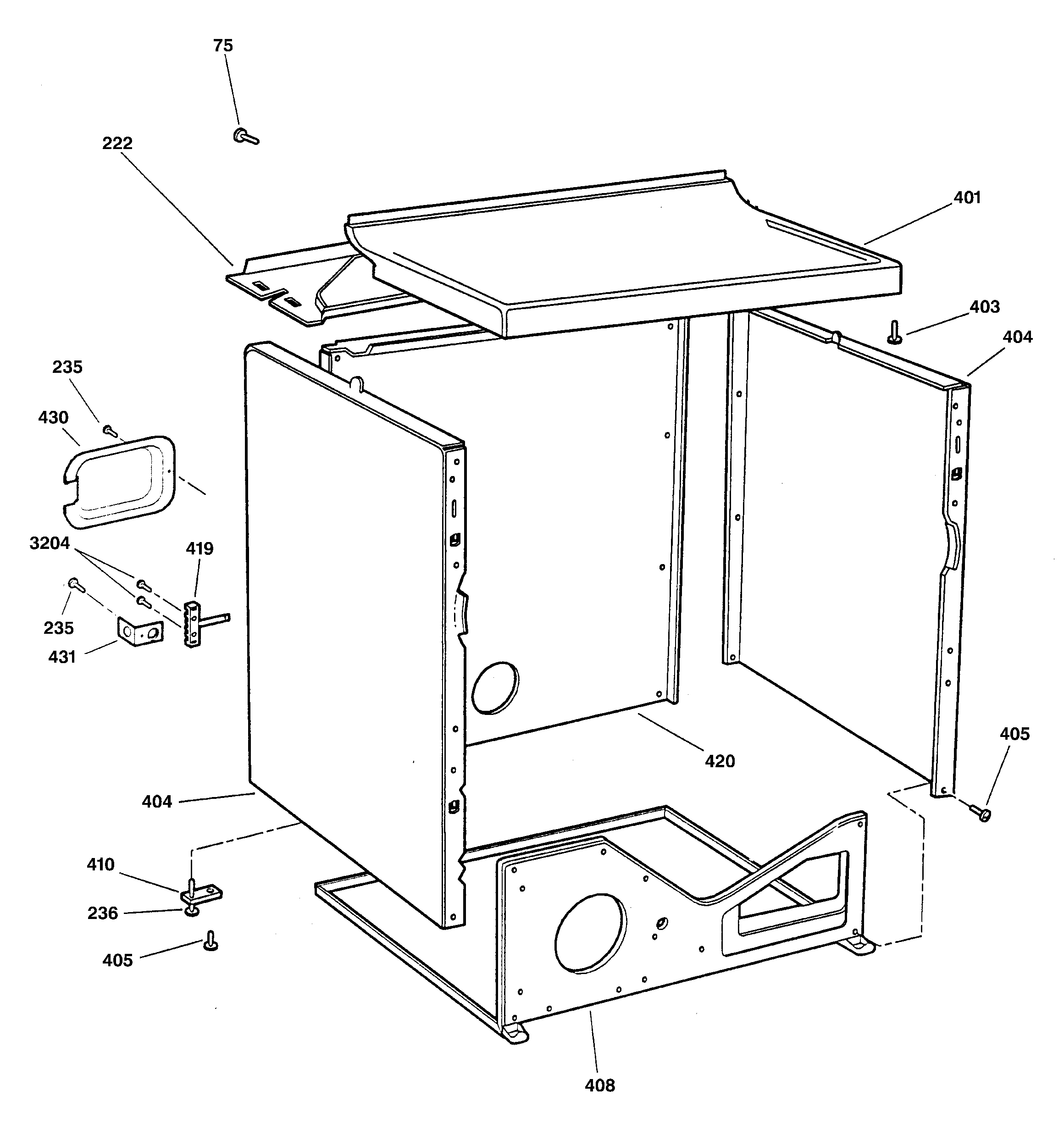 GE DBXR463EB1CC cabinet diagram