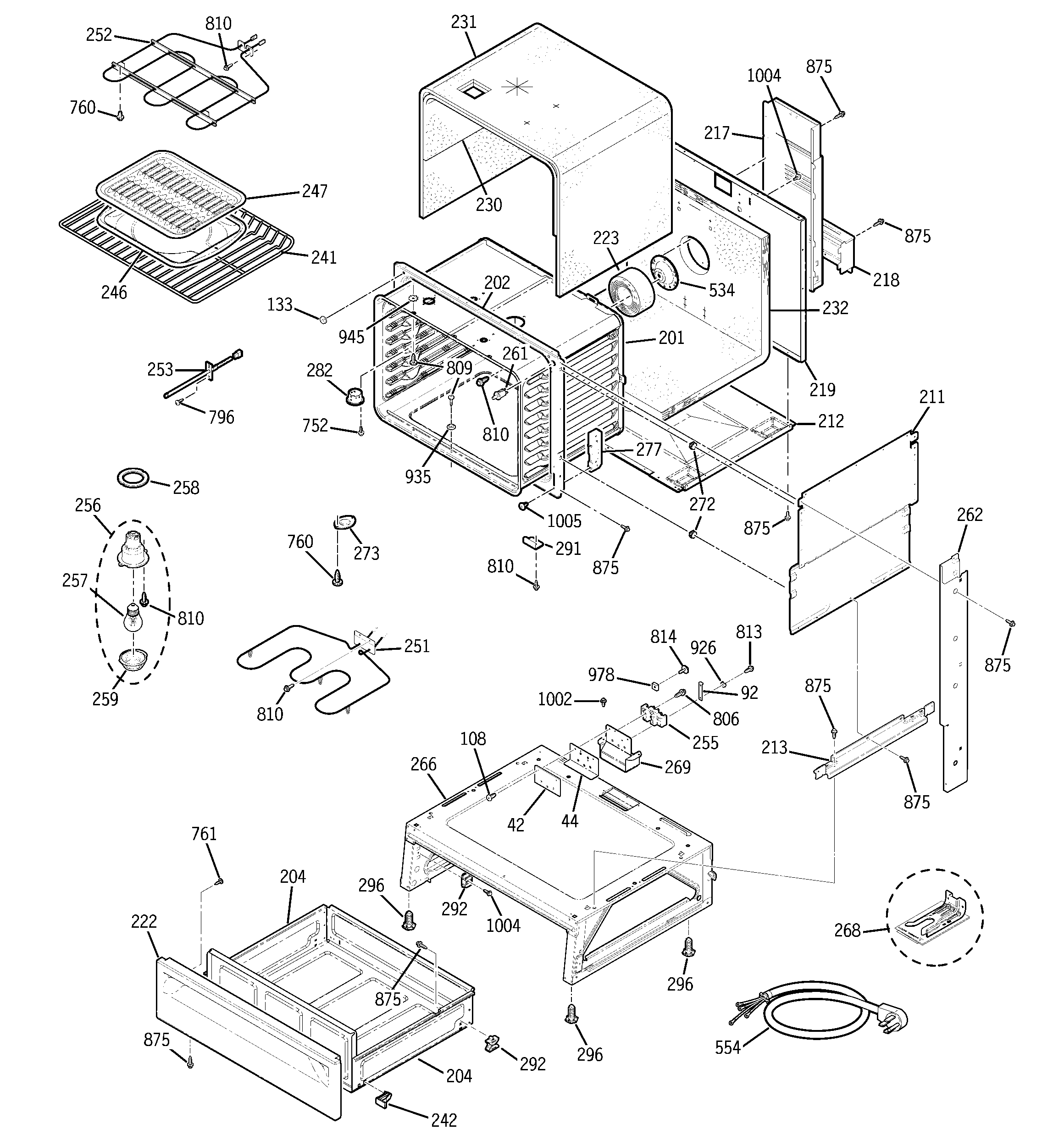 GE JCSP47WF2WW body parts diagram
