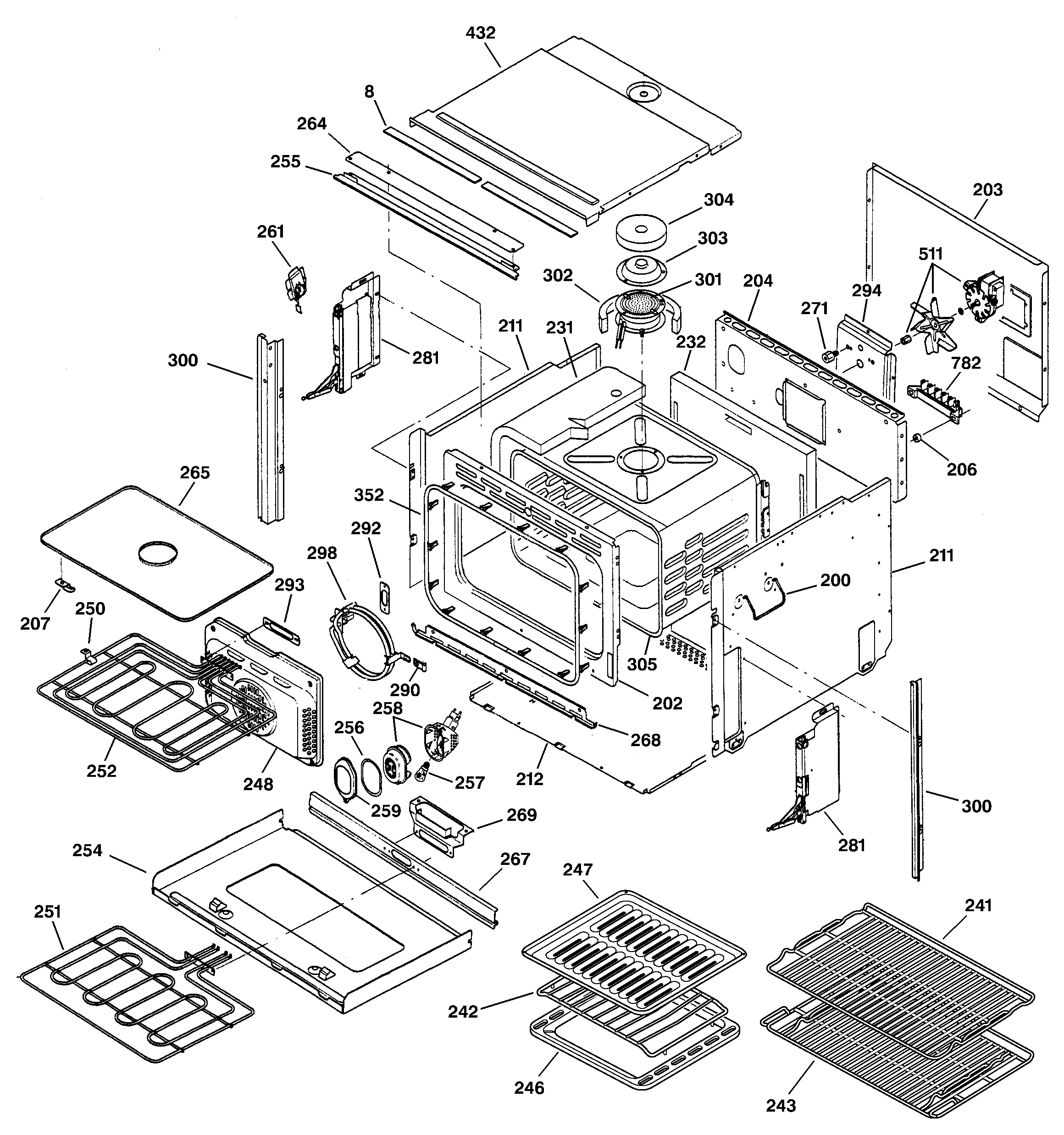 GE ZET837WBWW body parts diagram