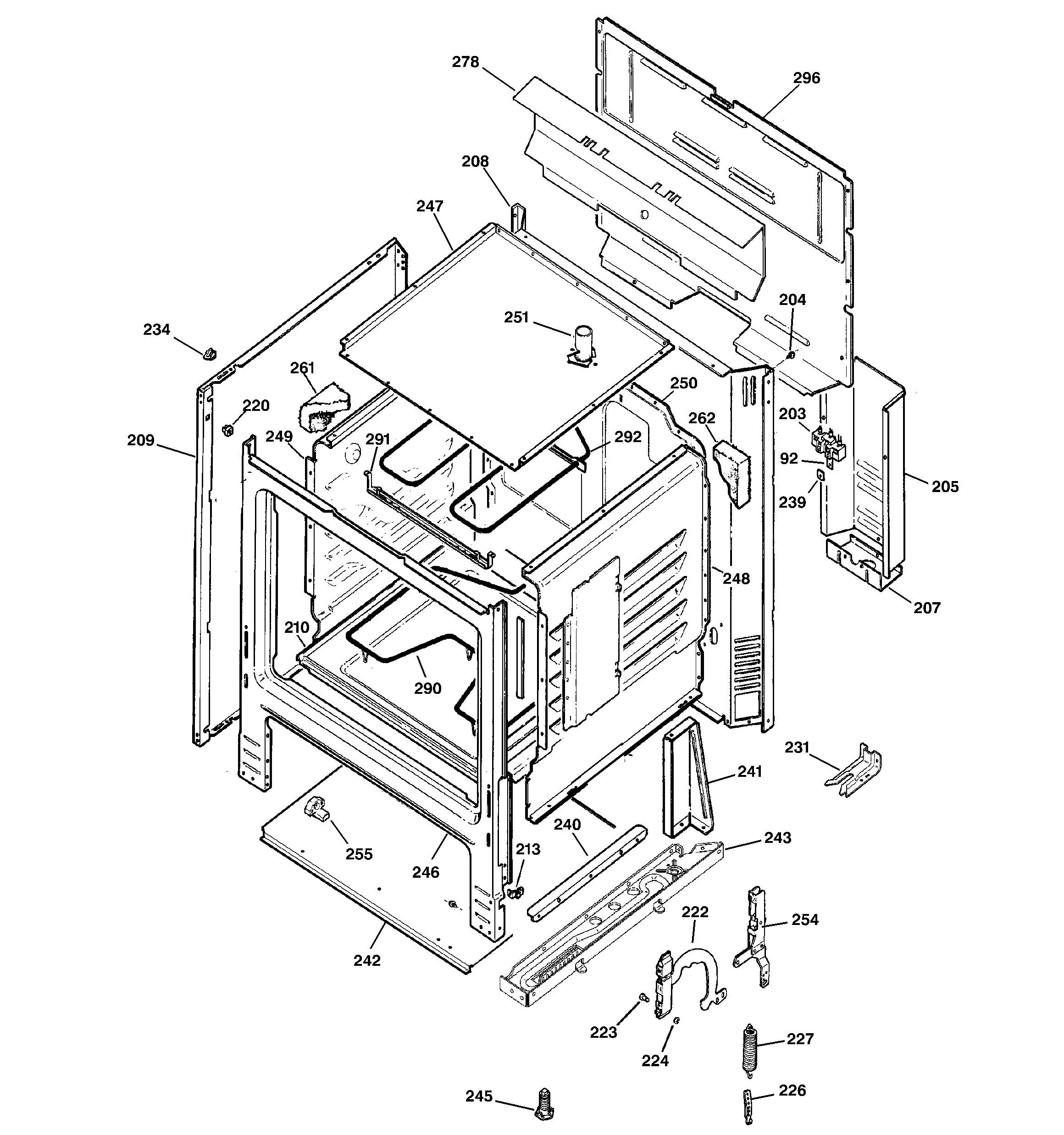 GE JBS03C2WH body parts diagram