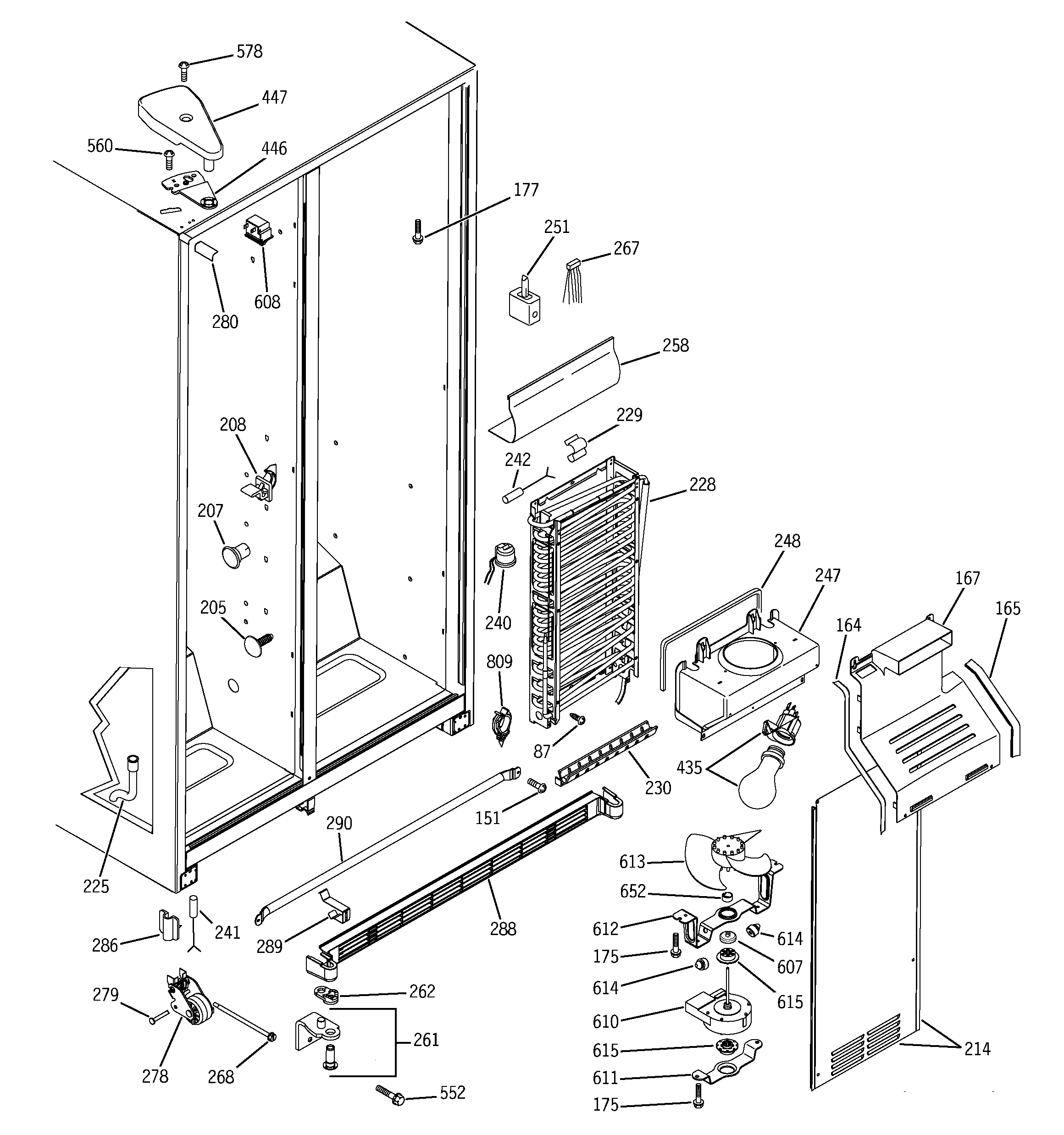 GE GSS25SGMFBS freezer section diagram