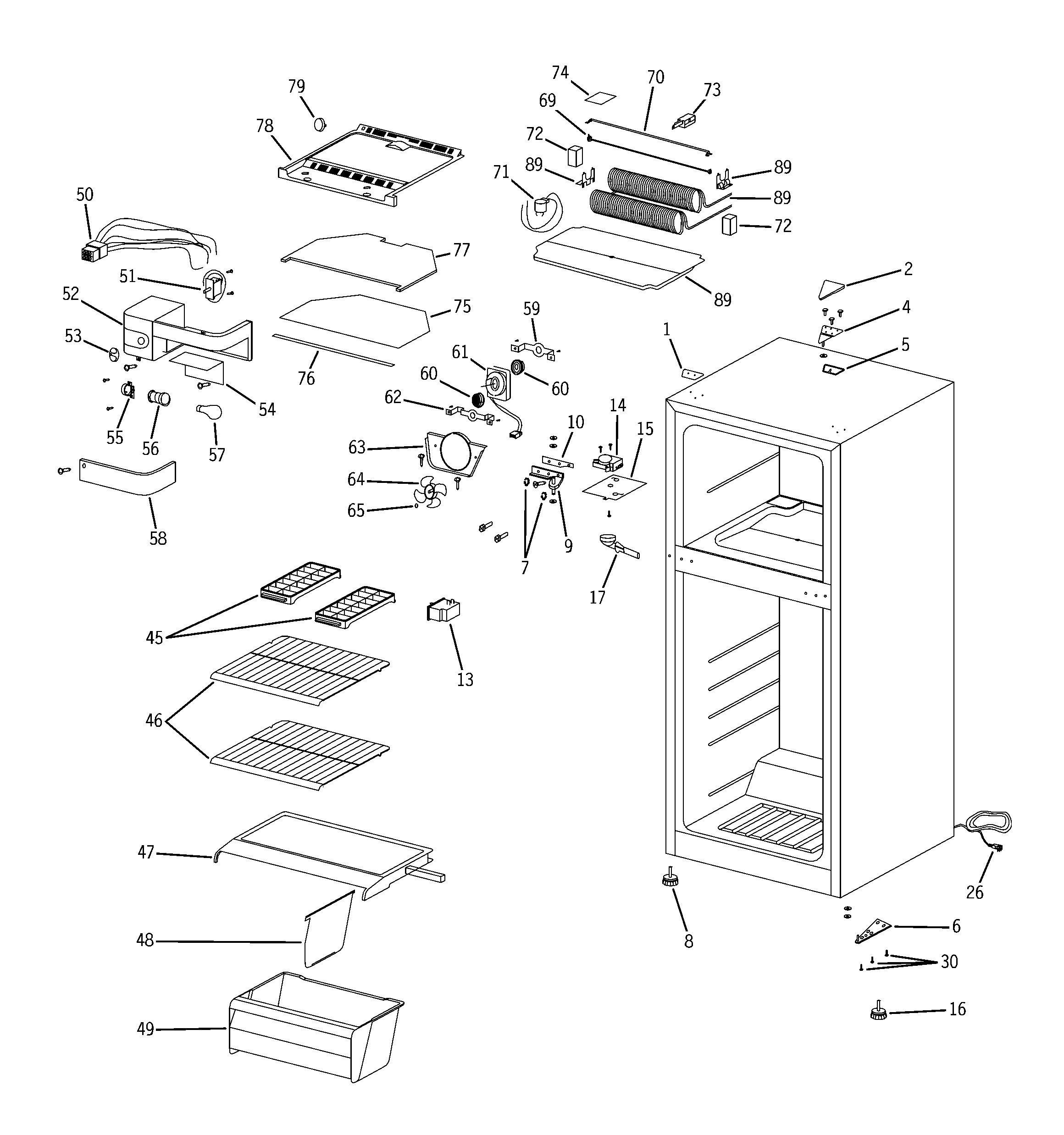 GE GTS12BBPARWW cabinet diagram