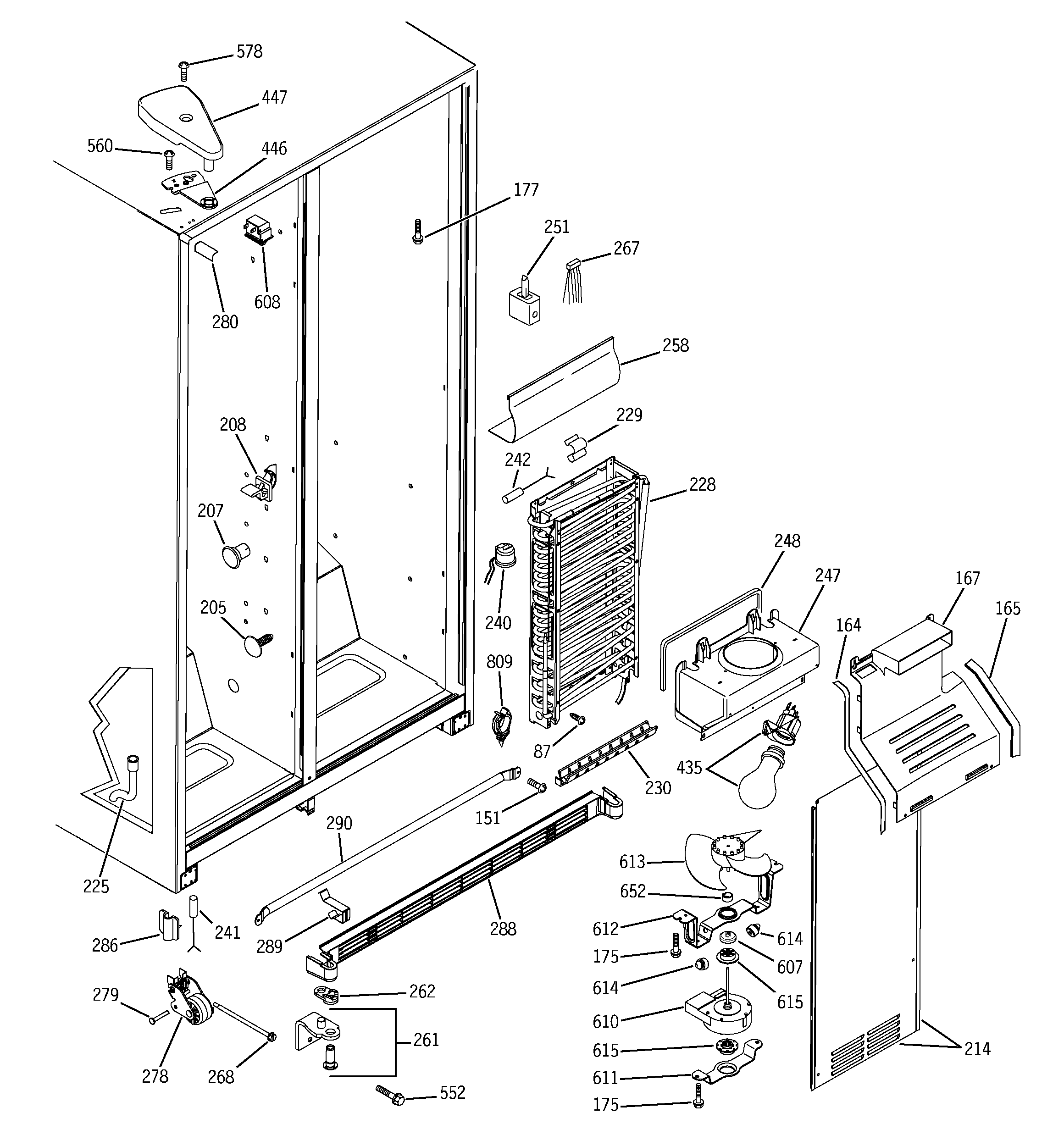 GE GSS25SGPASS freezer section diagram