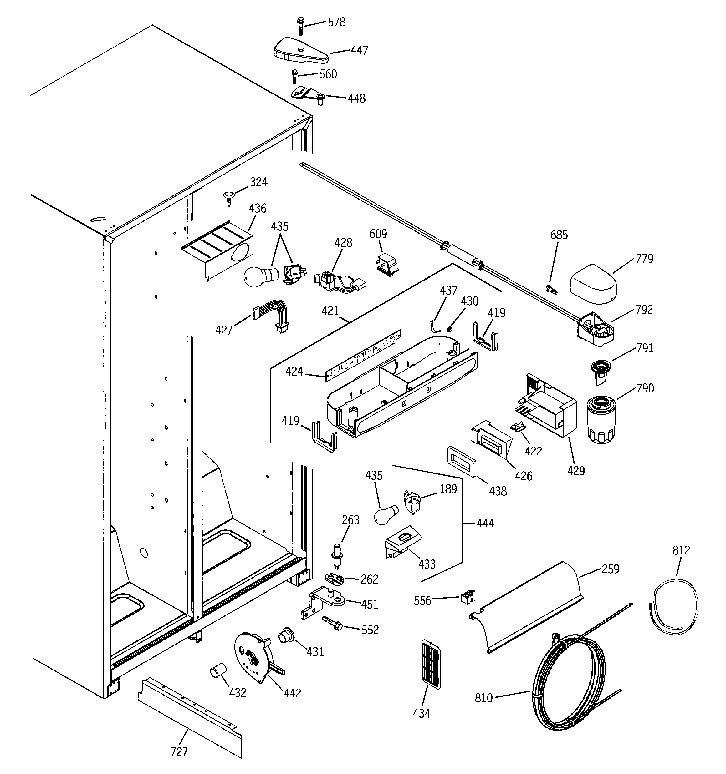 GE GSS25SGPASS fresh food section diagram