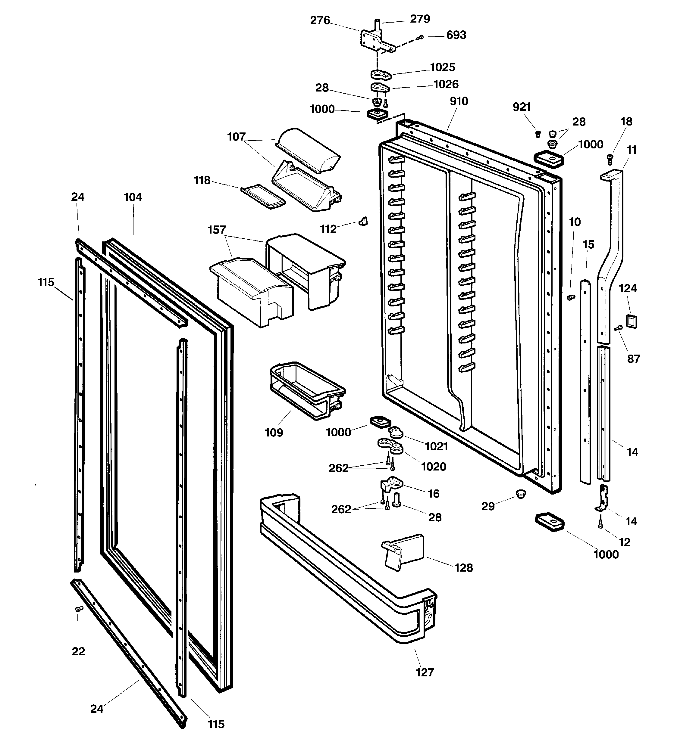 GE TNX22PRCBRCC fresh food door diagram