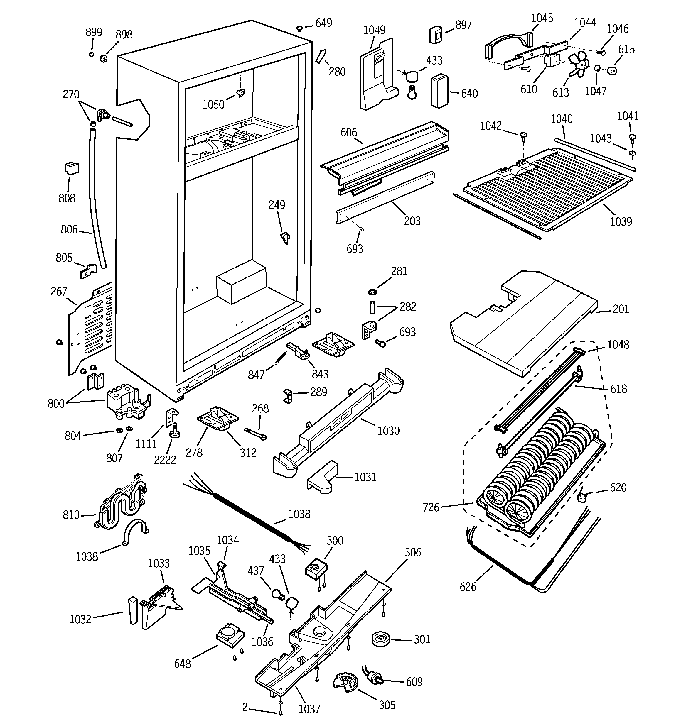 GE TNX22PRCBRCC cabinet diagram