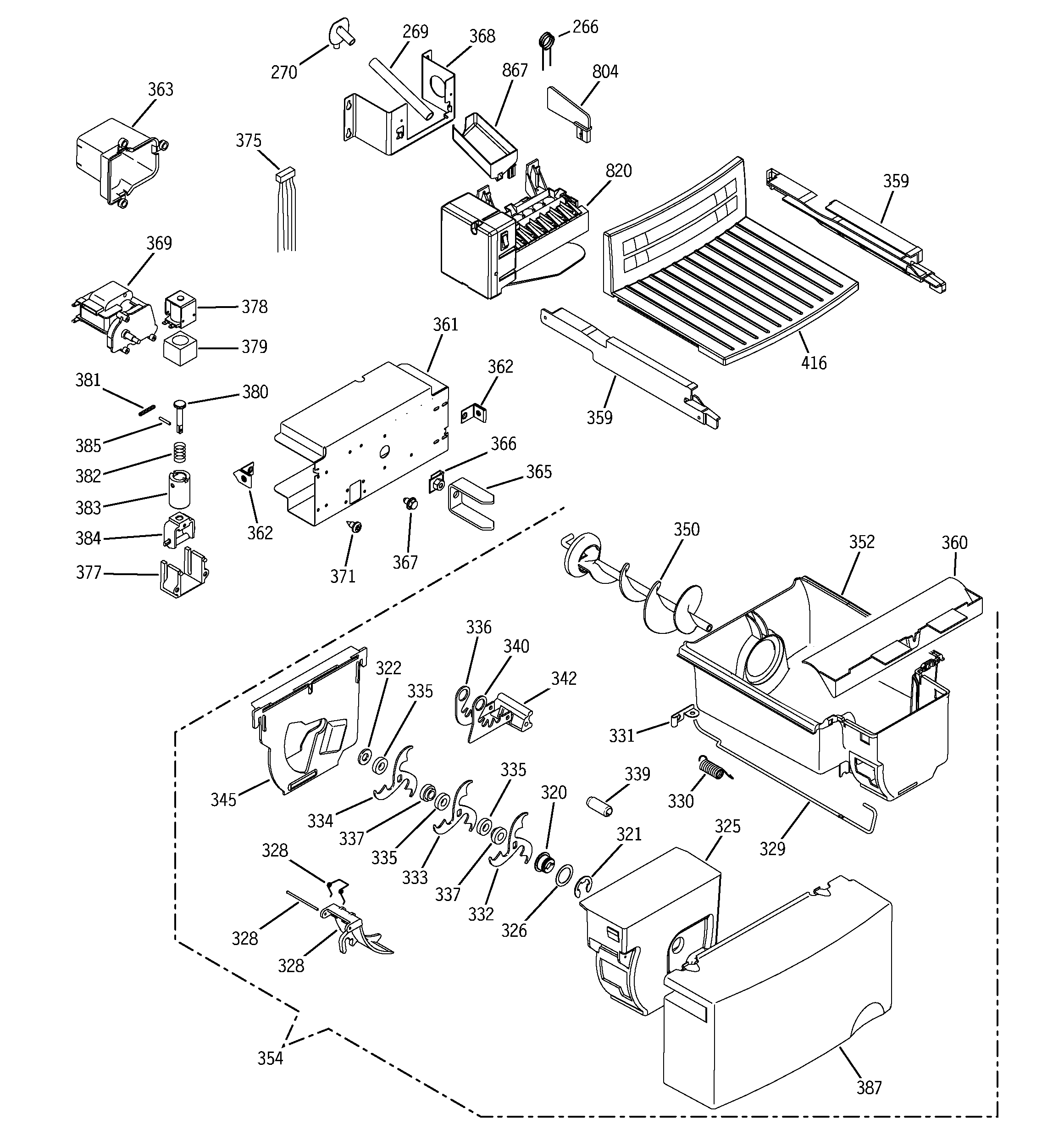 GE GSH22SGPASS ice maker & dispenser diagram