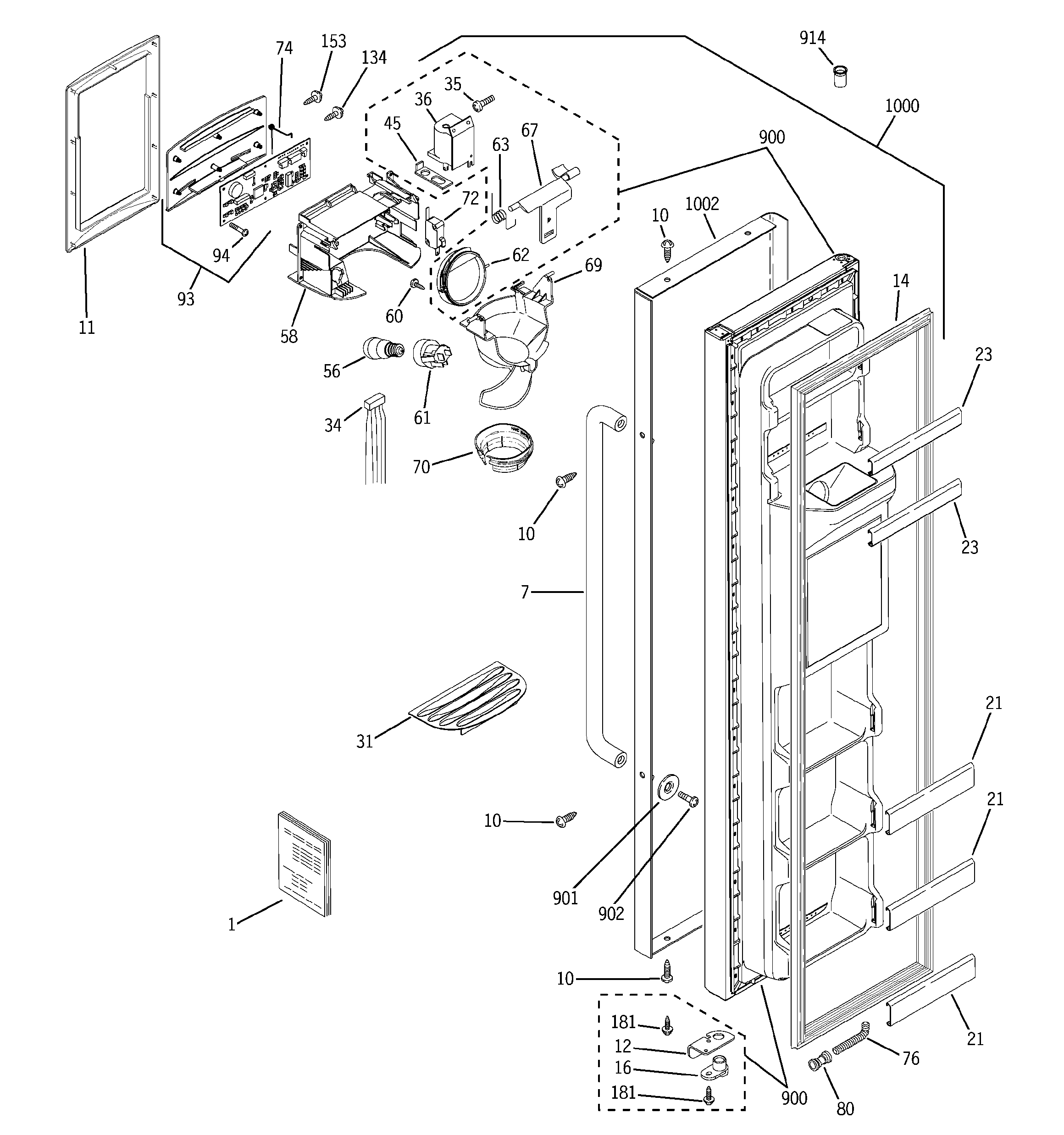 GE GSH25SGPASS freezer door diagram