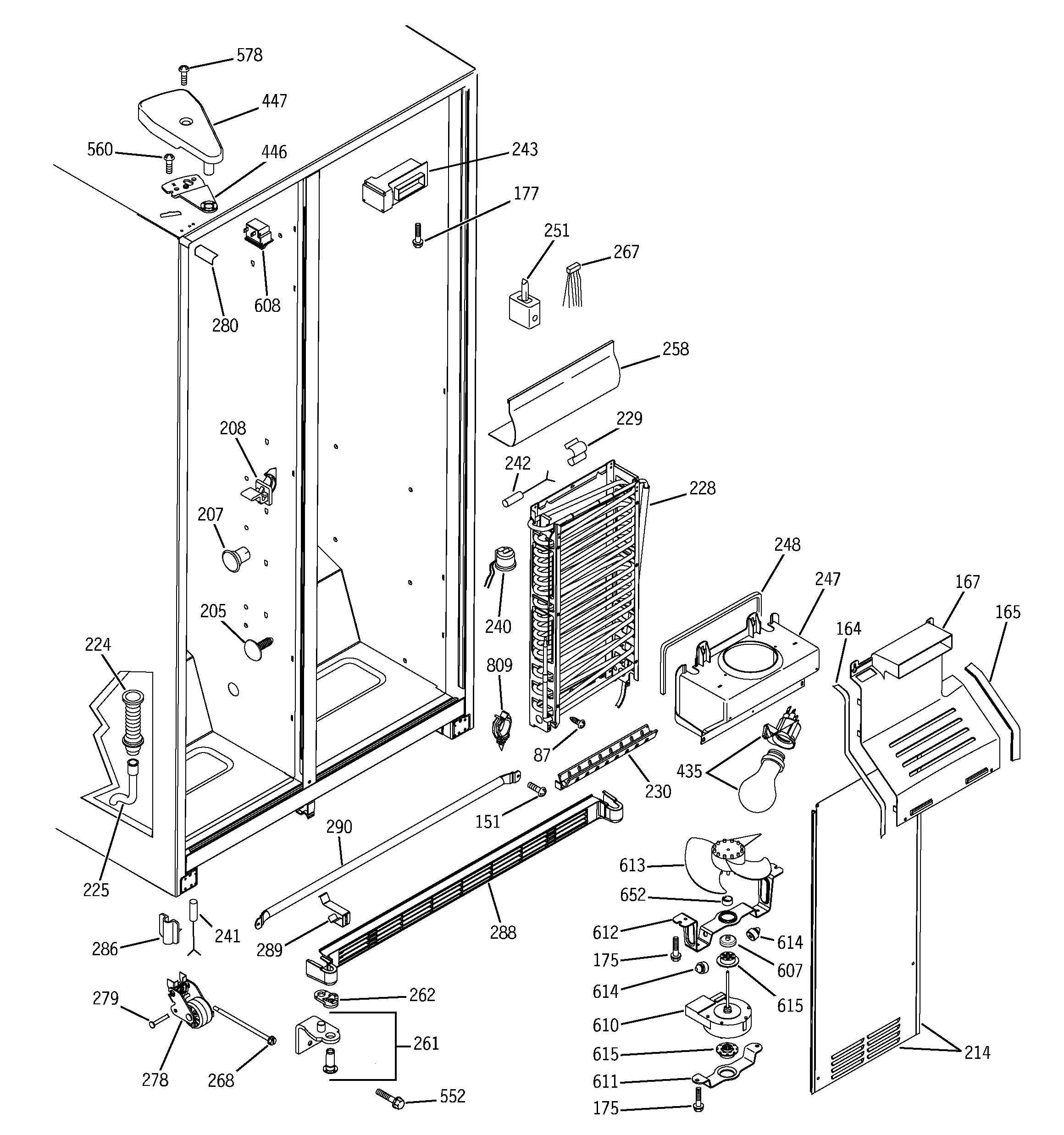GE GSH25SGPASS freezer section diagram
