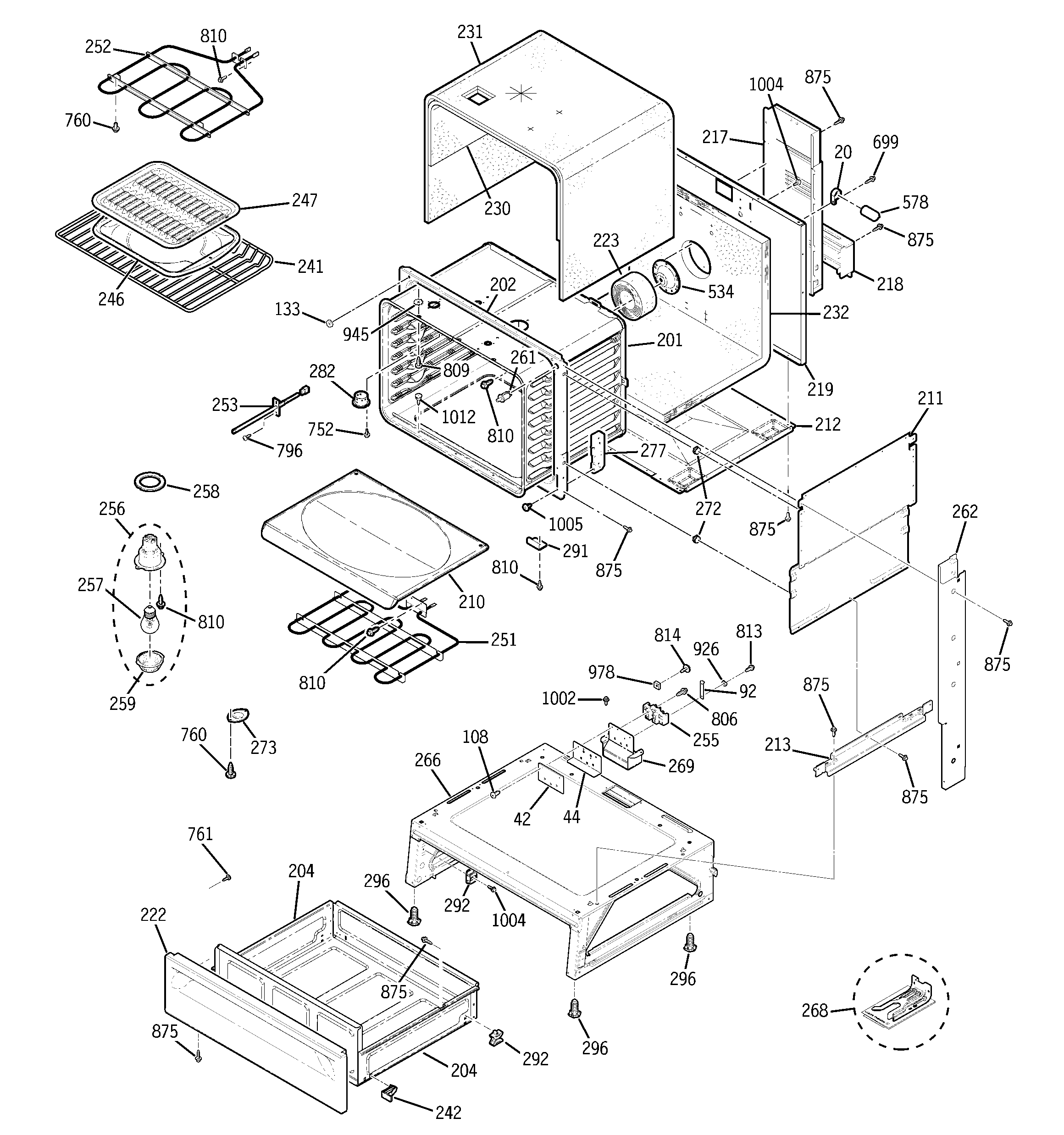 GE JSP57CF2CC body parts diagram
