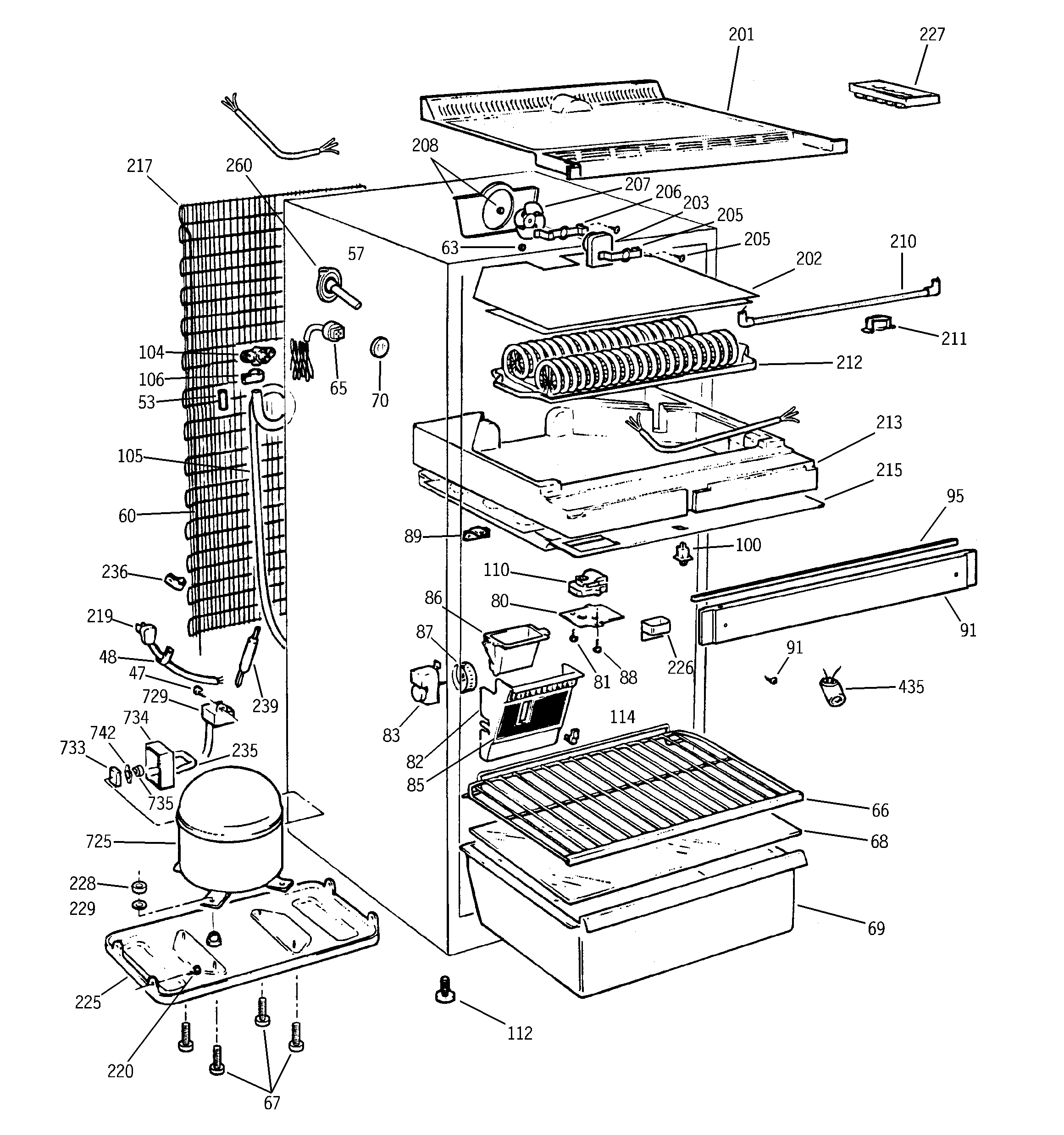 GE GTS12BBMARCC cabinet diagram