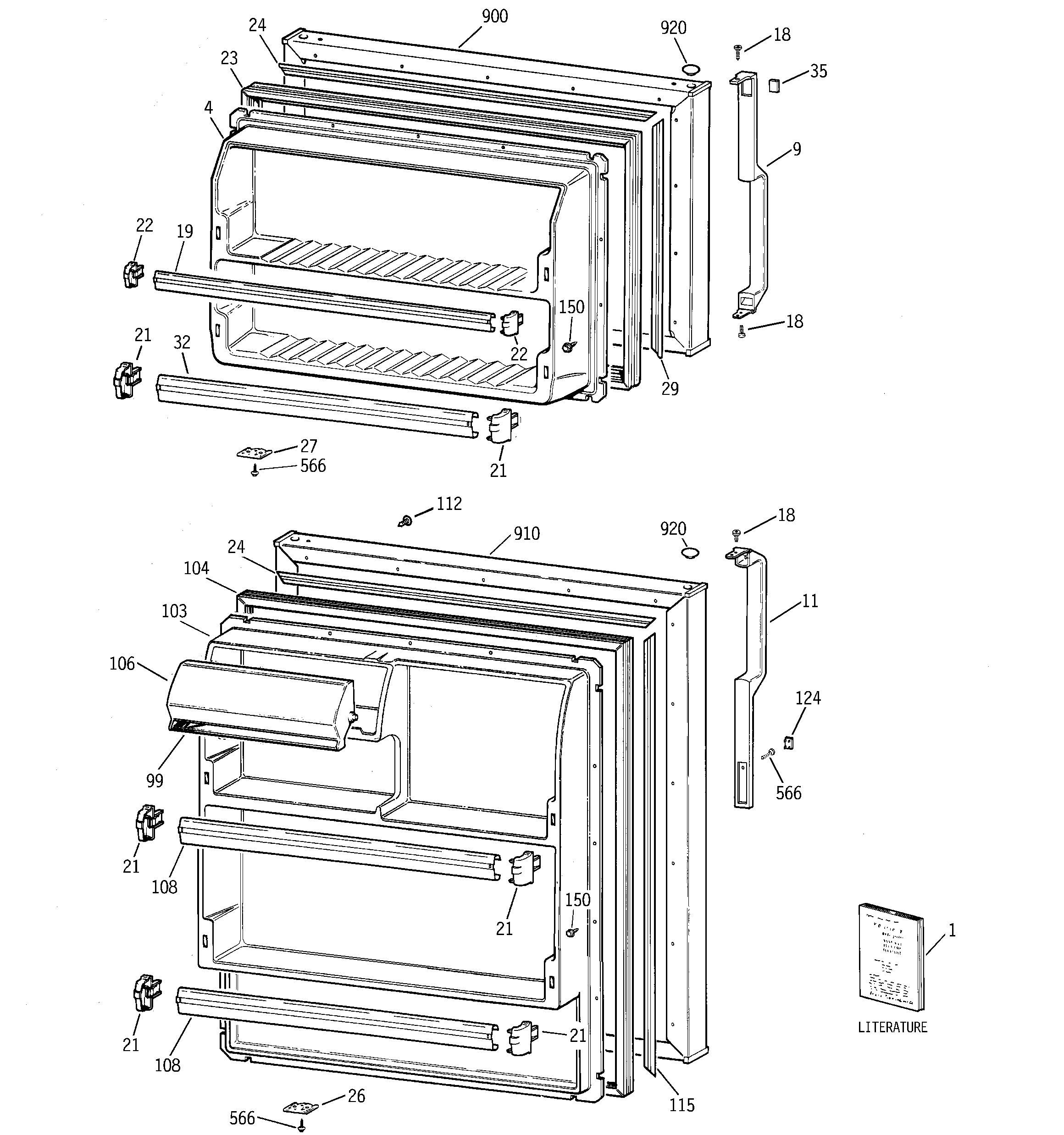 GE GTS18HBMDRCC doors diagram