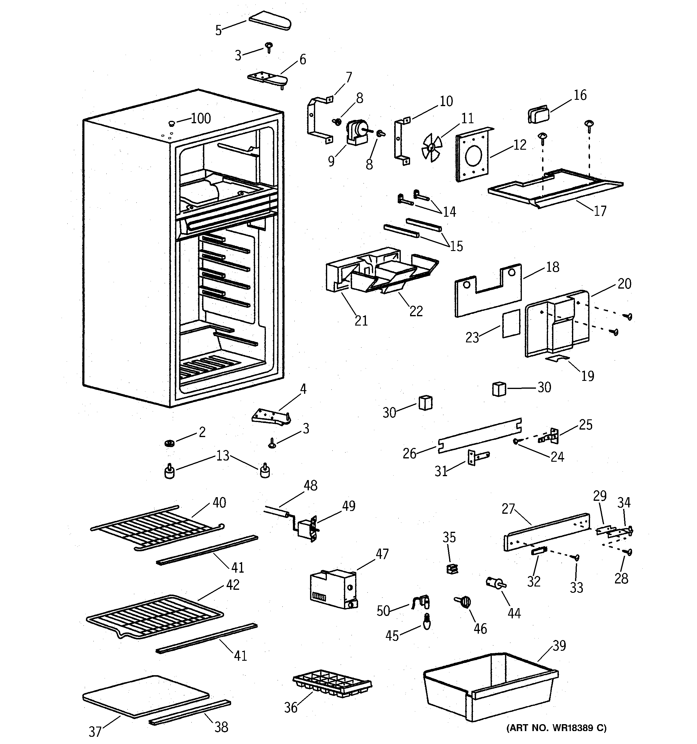 GE TBX10SNBARWH cabinet diagram