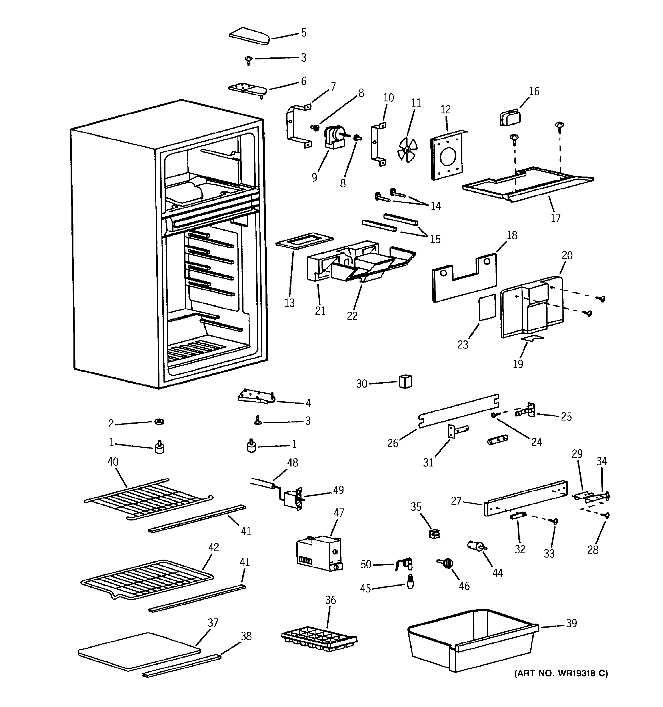 GE TBX10SNSBRAD cabinet diagram