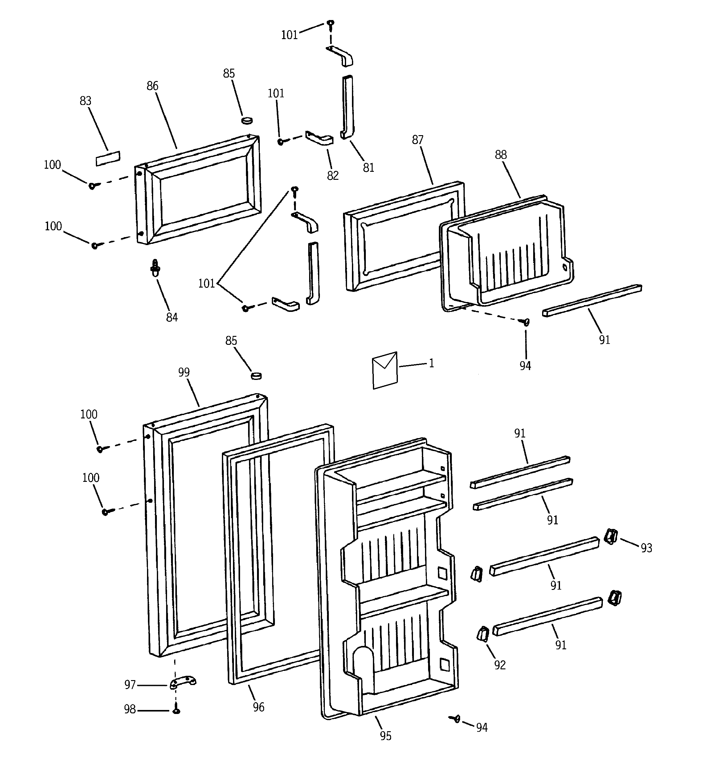 GE TBX10SNSBRWH doors diagram