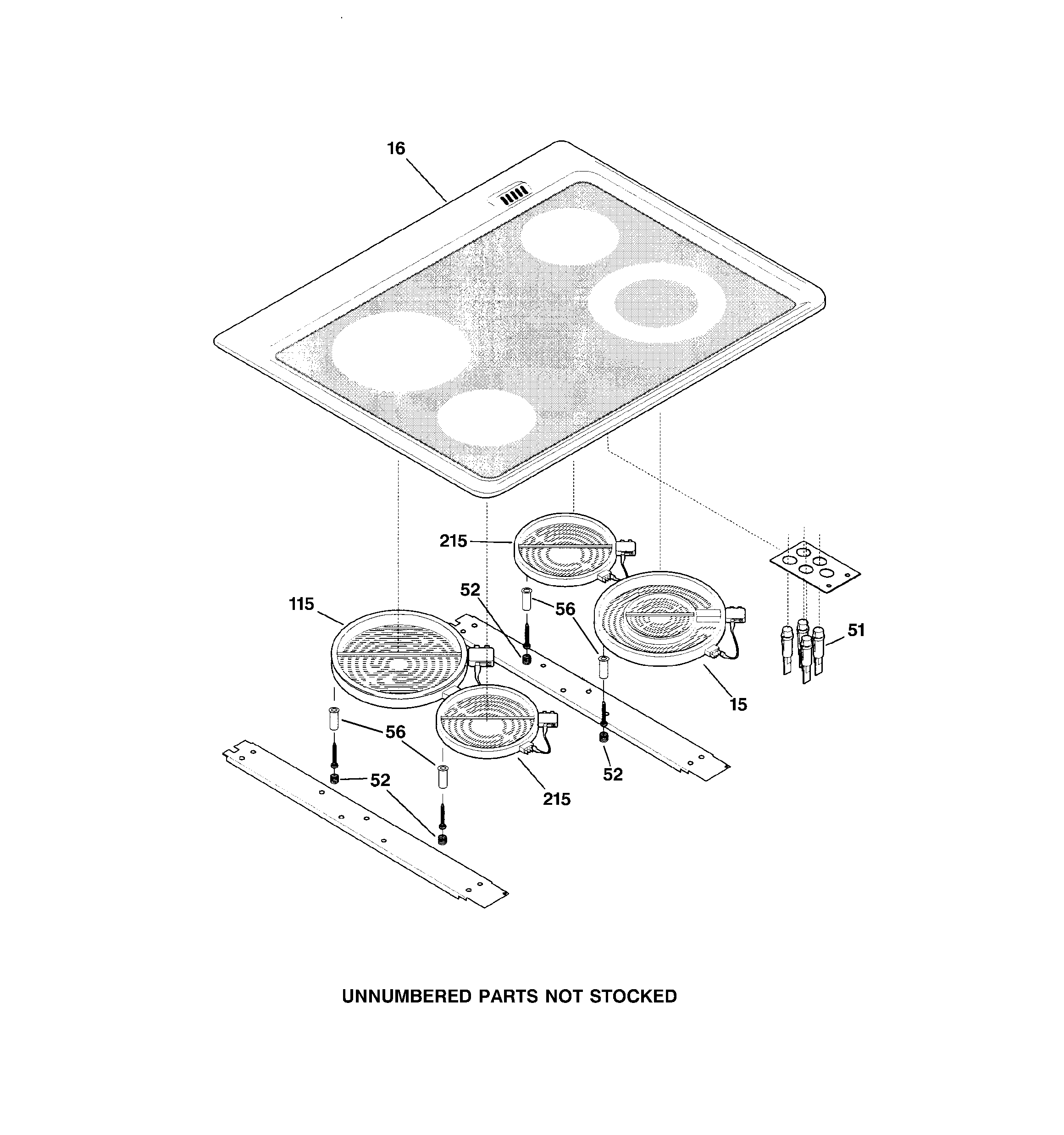 GE JDP40WB2CC cooktop diagram
